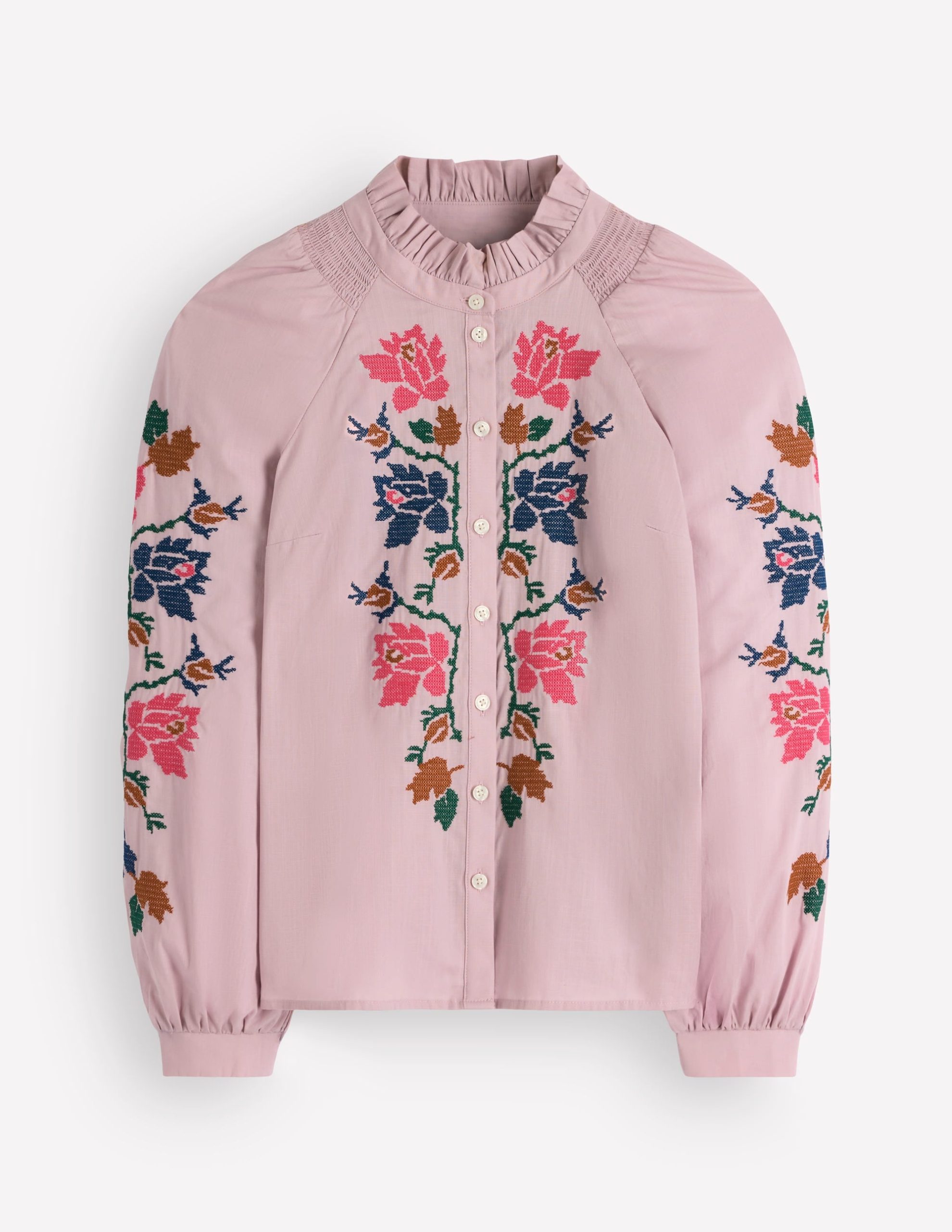 Erica Cotton Frill Top-Soft Pink. Embroidered Floral - Image 8