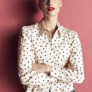 Julia Darted Cotton Shirt-Ivory. Boden Spot