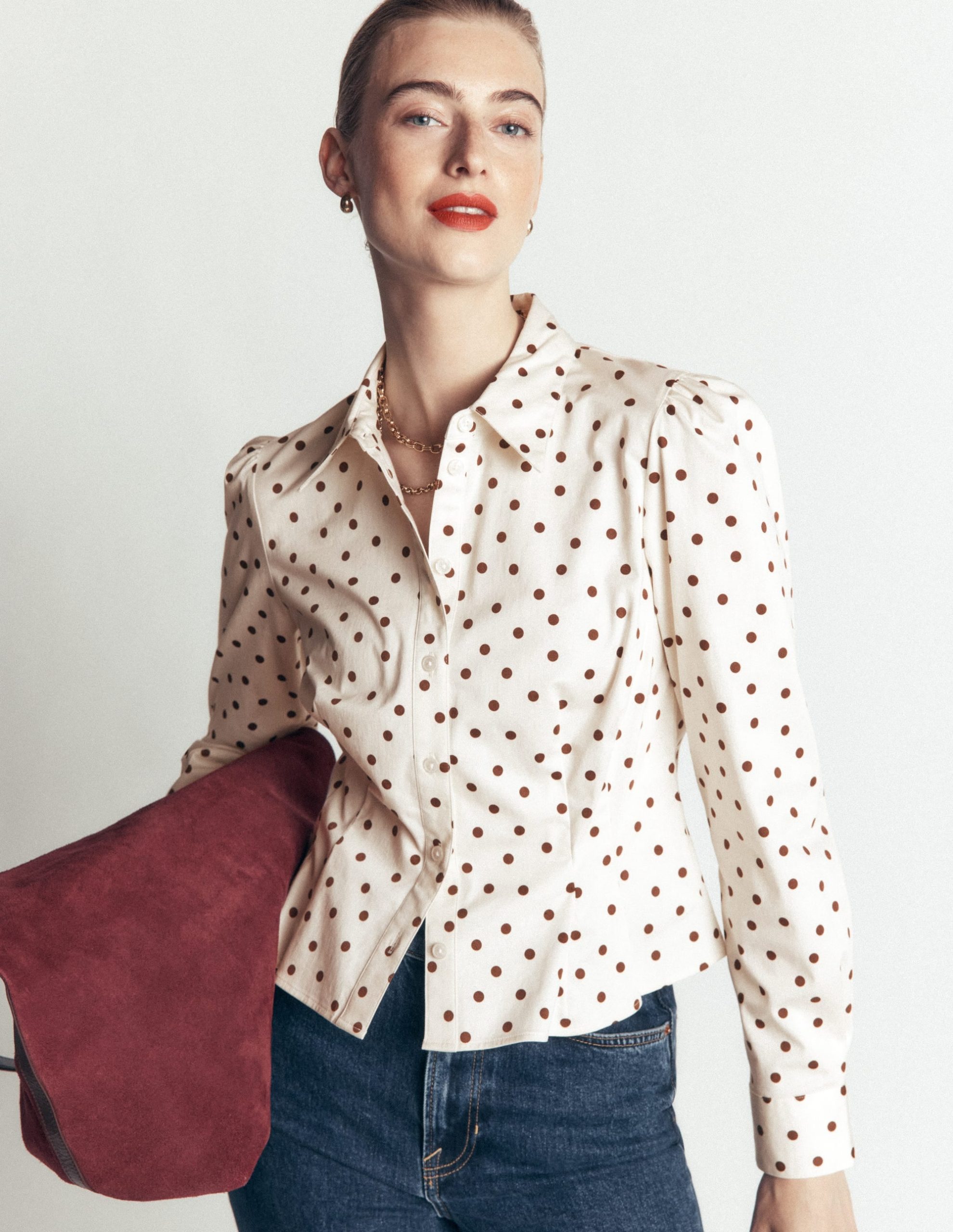 Julia Darted Cotton Shirt-Ivory. Boden Spot - Image 4