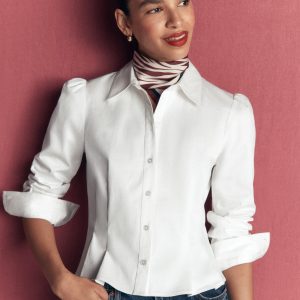 Julia Darted Cotton Shirt-White