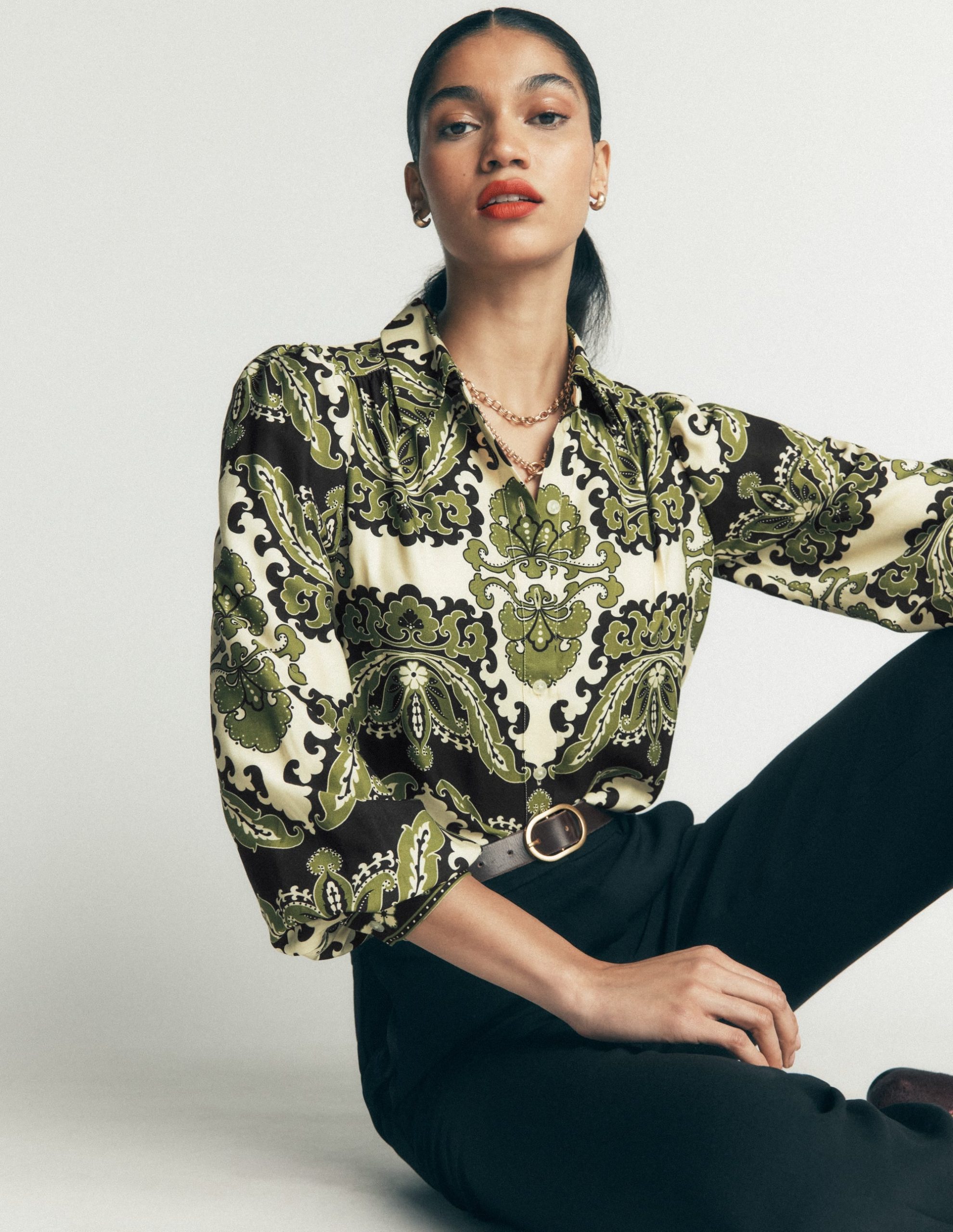 Long Sleeve Printed Shirt-Multi. Blossoming Gardenia - Image 2