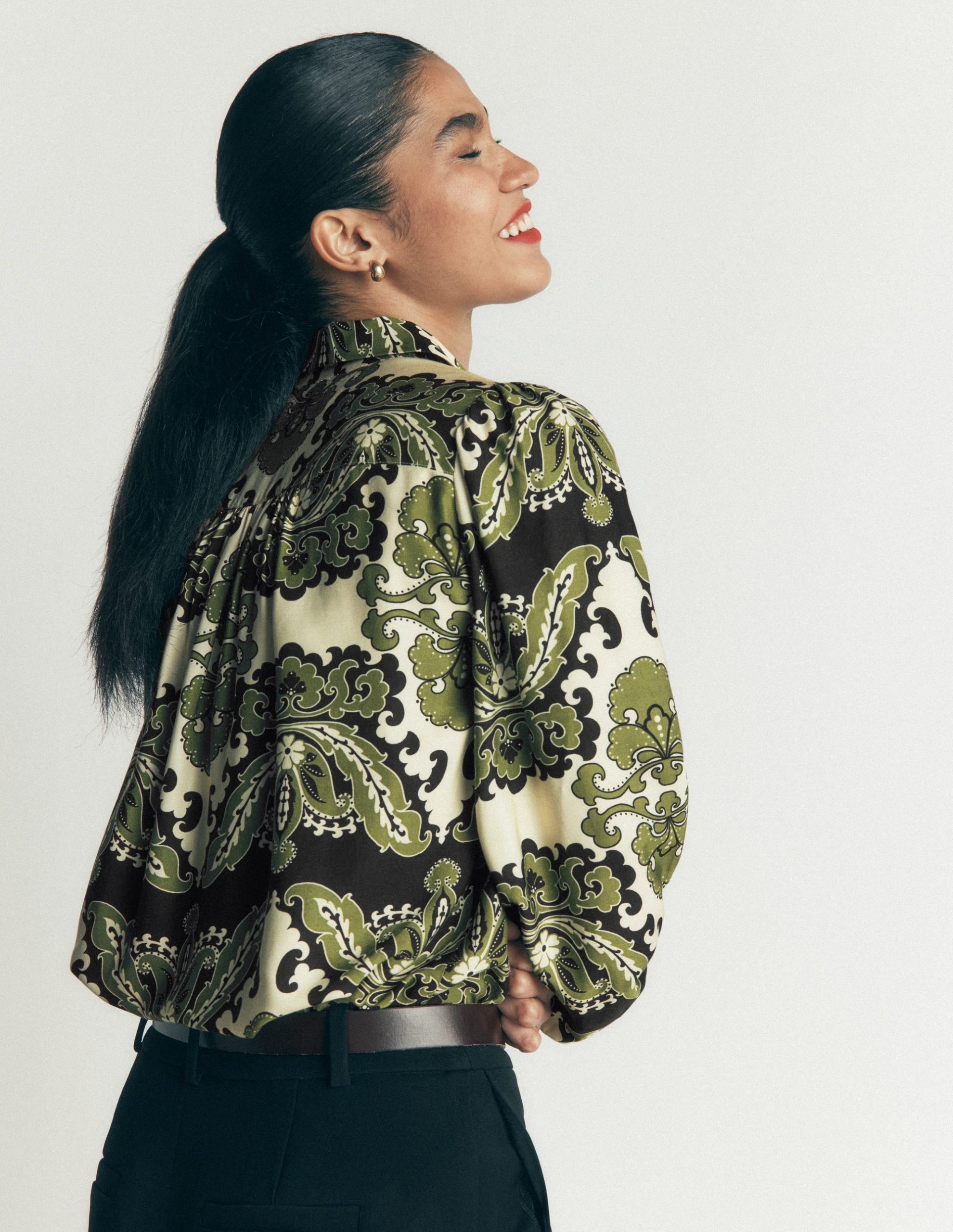 Long Sleeve Printed Shirt-Multi. Blossoming Gardenia - Image 3