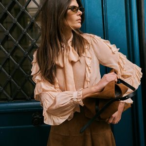 Ruffled Georgette Top-Soft Peach
