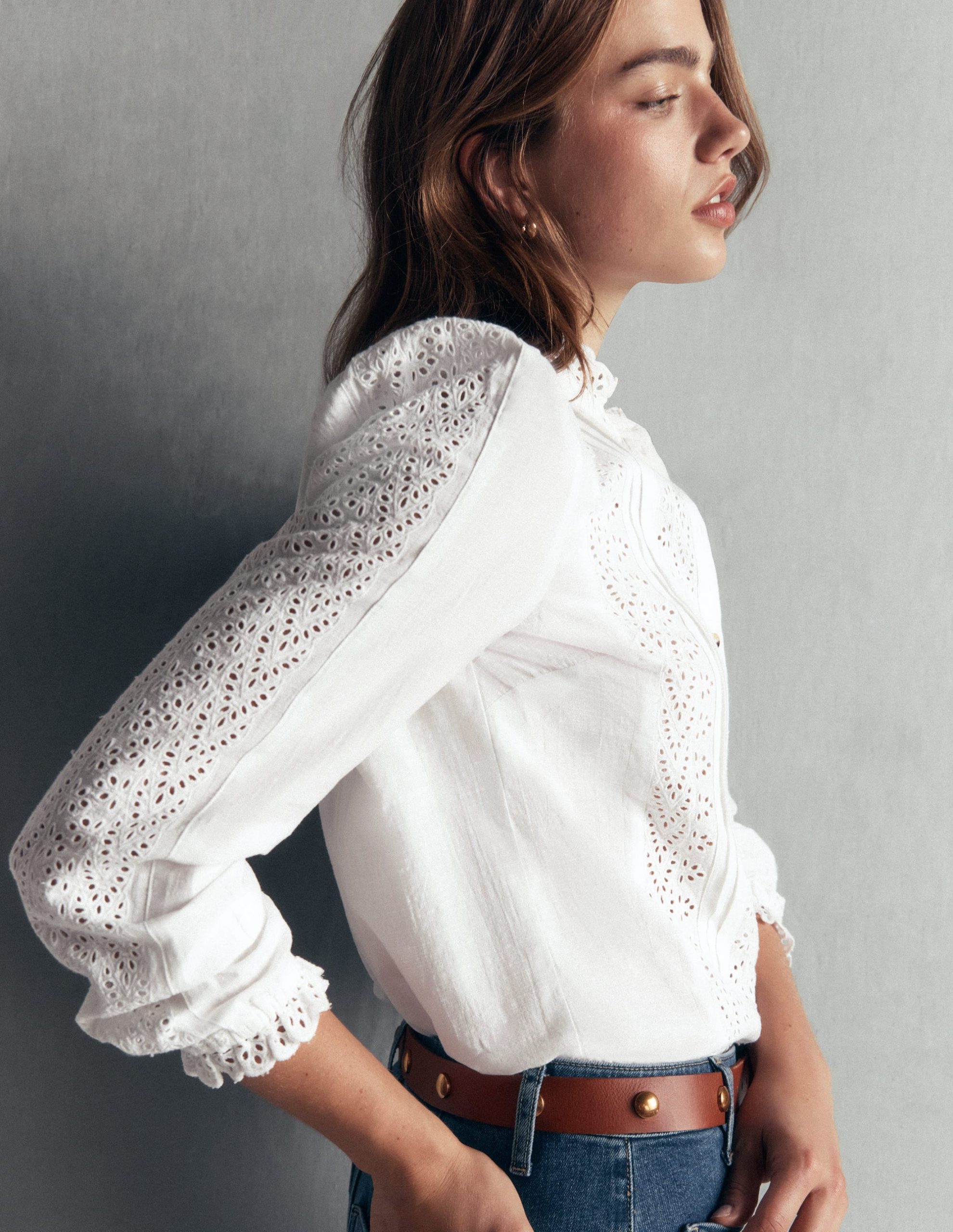 Broderie Cotton Top-Ivory Broderie - Image 2