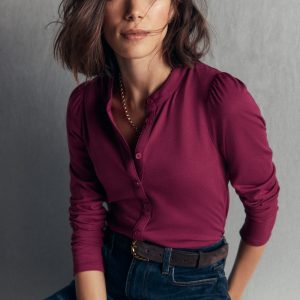 Supersoft Puff Sleeve Shirt-Beetroot Red