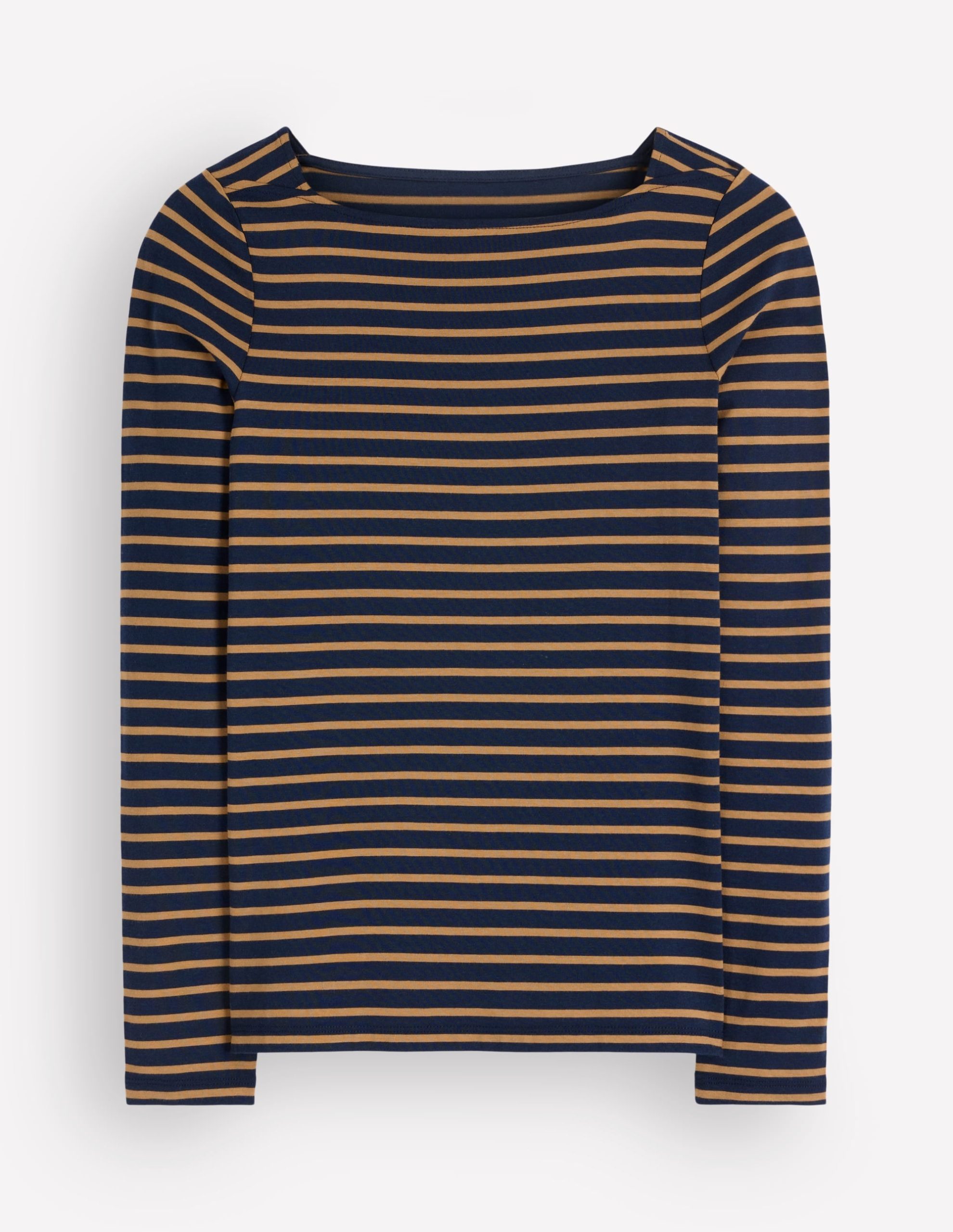 Supersoft Square Neck Top-Navy and Dijon Stripe - Image 5