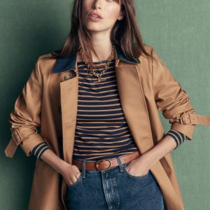 Supersoft Square Neck Top-Navy and Dijon Stripe