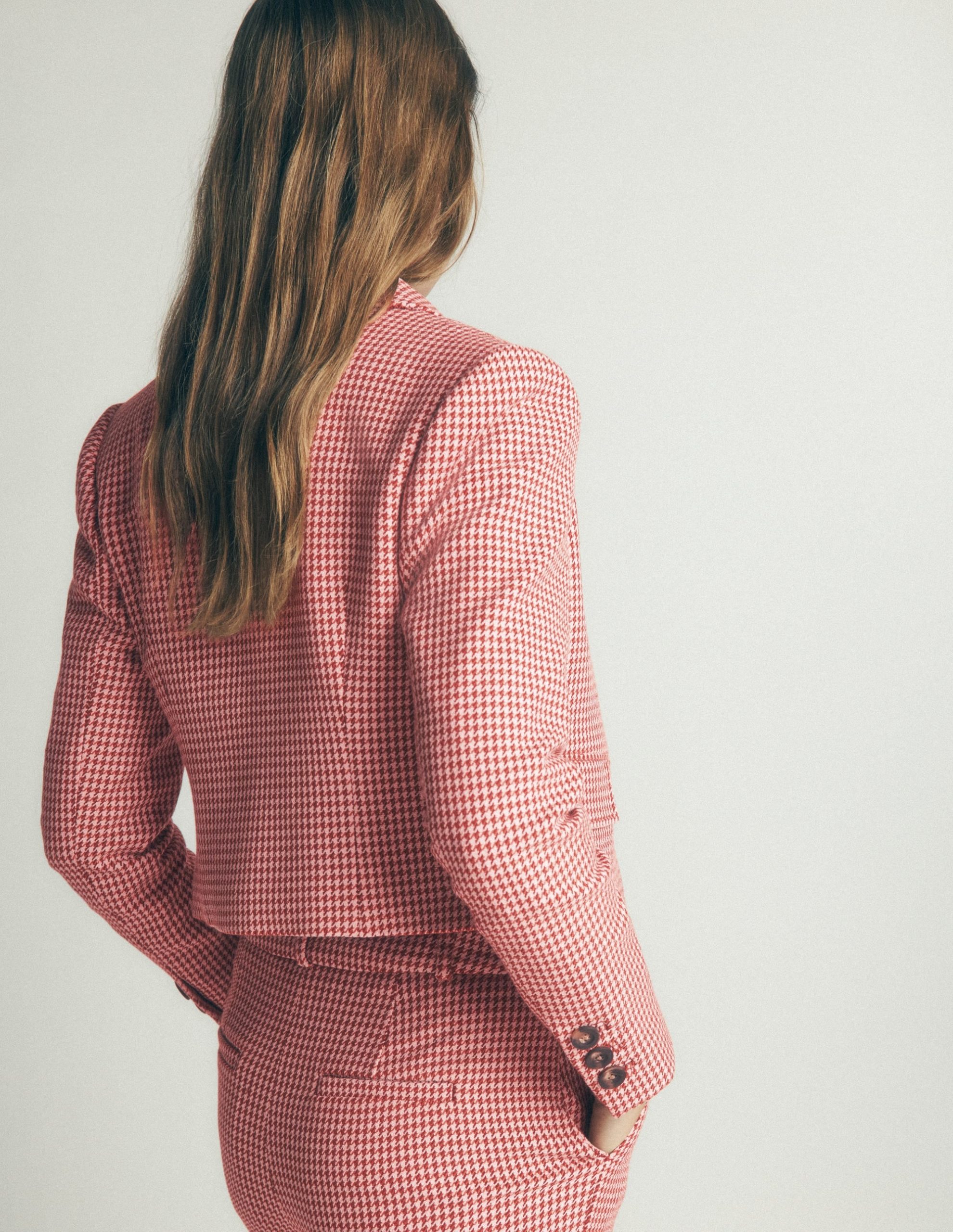 Dartmouth Cotton Blazer-Pink and Brown Puppytooth - Image 4