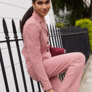 Dartmouth Cotton Blazer-Pink and Brown Puppytooth