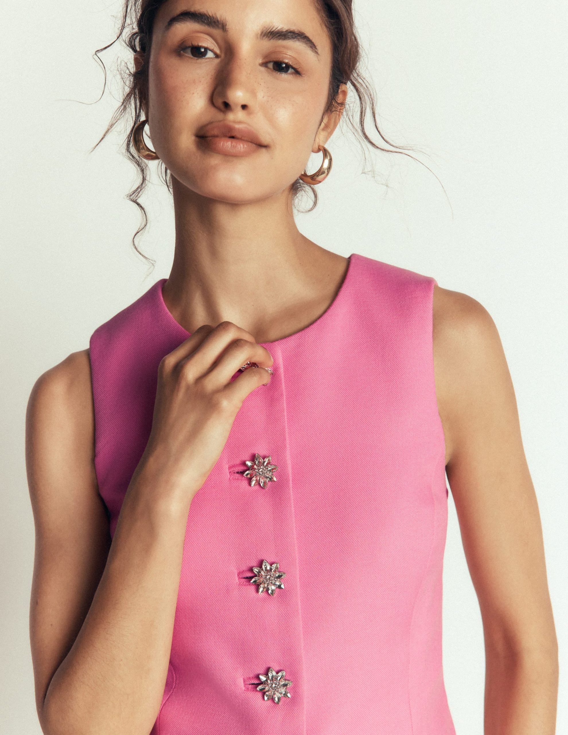 Textured Peplum Waistcoat-Wild Pink - Image 4
