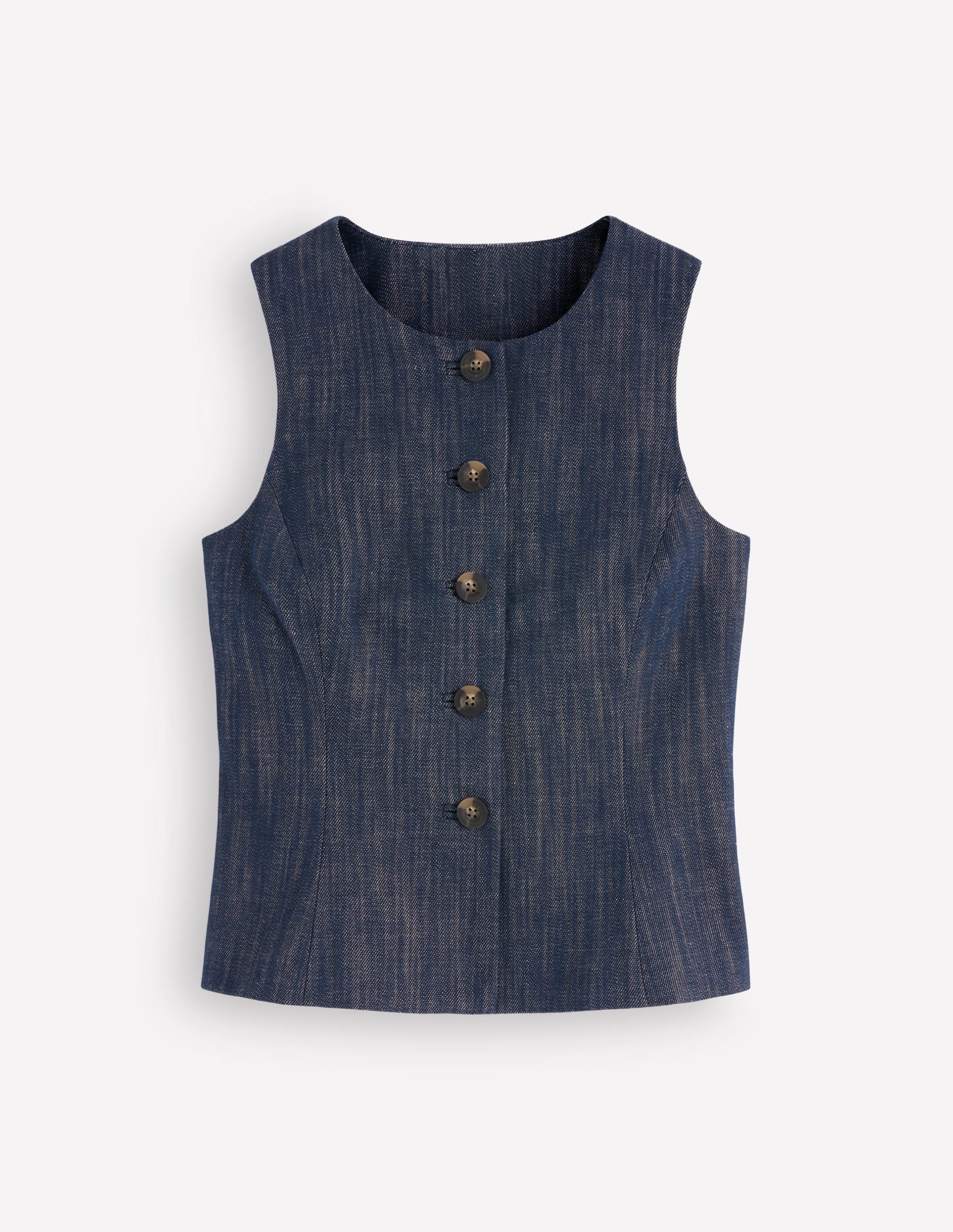 Twill Peplum Waistcoat-Indigo - Image 6