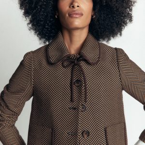 Branscombe Bow Jacket-Brown Herringbone