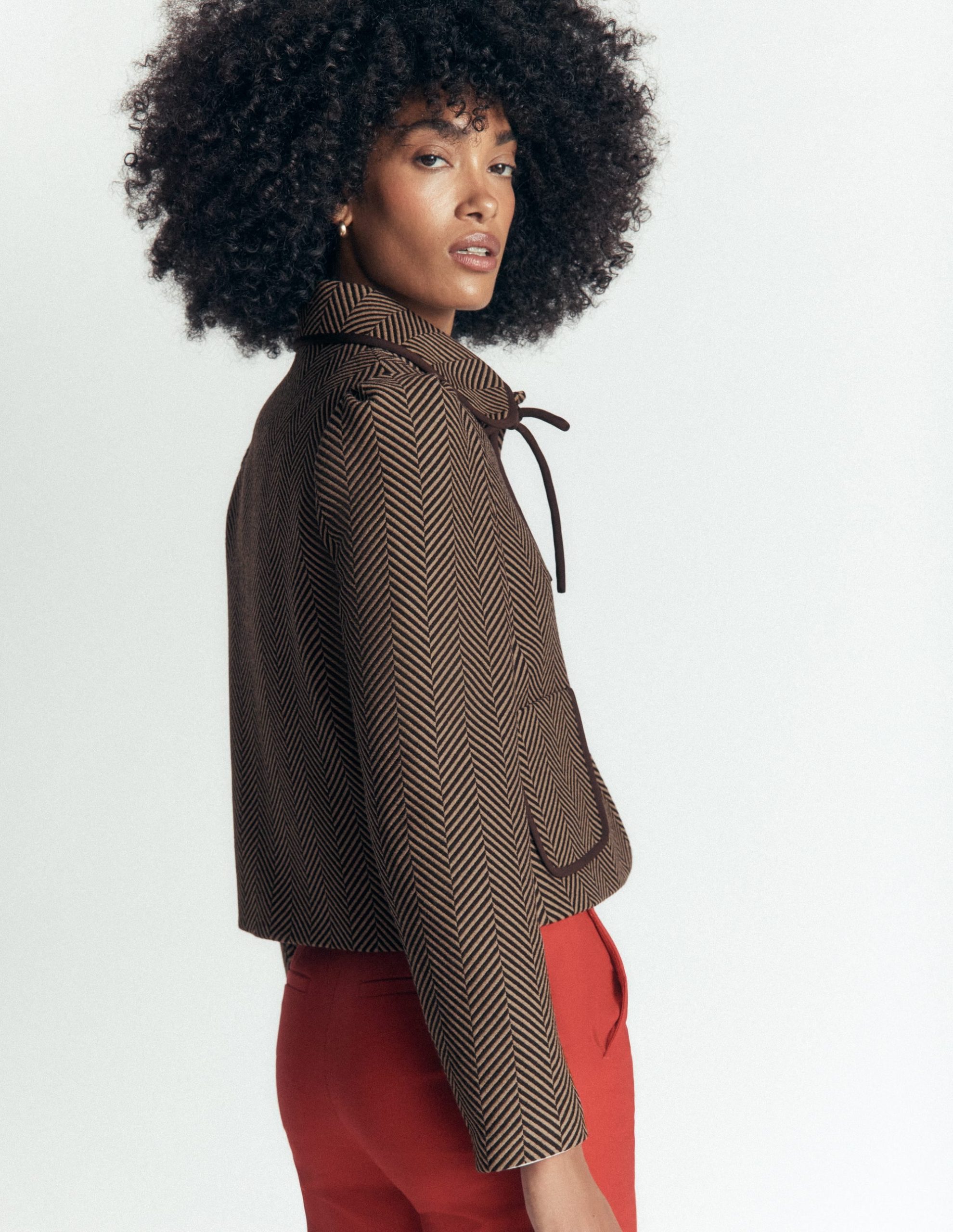 Branscombe Bow Jacket-Brown Herringbone - Image 2