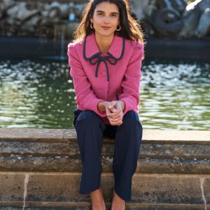 Branscombe Bow Jacket-Pink Solid