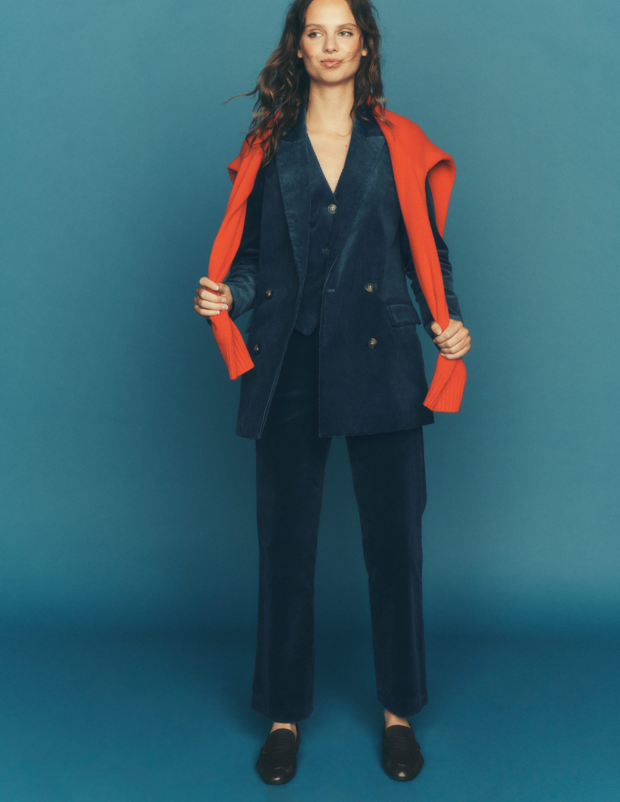 Double Breasted Blazer-Storm Blue