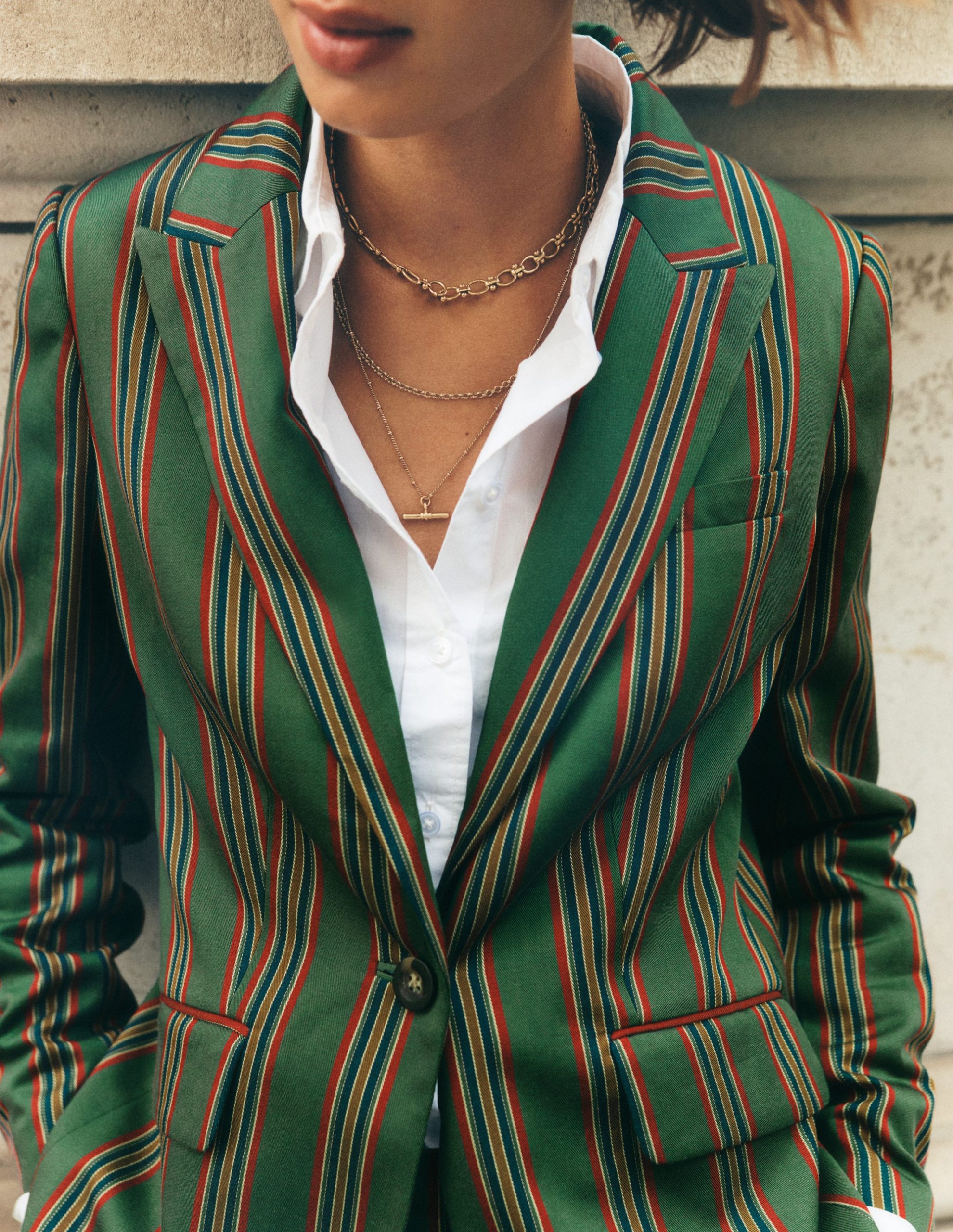 Woodbridge Tailored Blazer-Green. Collegic Stripe - Image 2