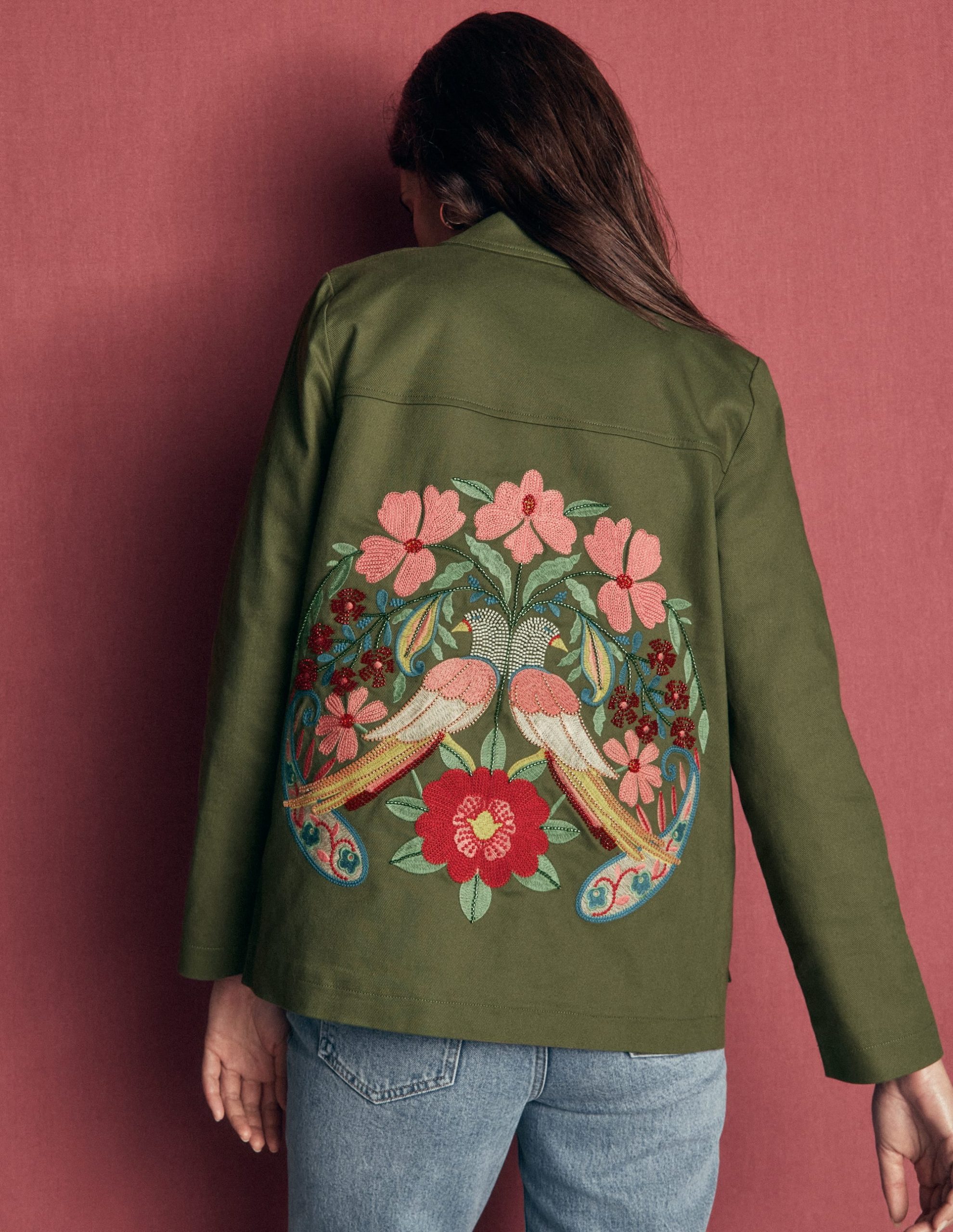 Fife Cotton Chore Jacket-Khaki Embellished - Image 3