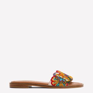 Beaded Flower Flat Sandal-Floral Multi Embroidery