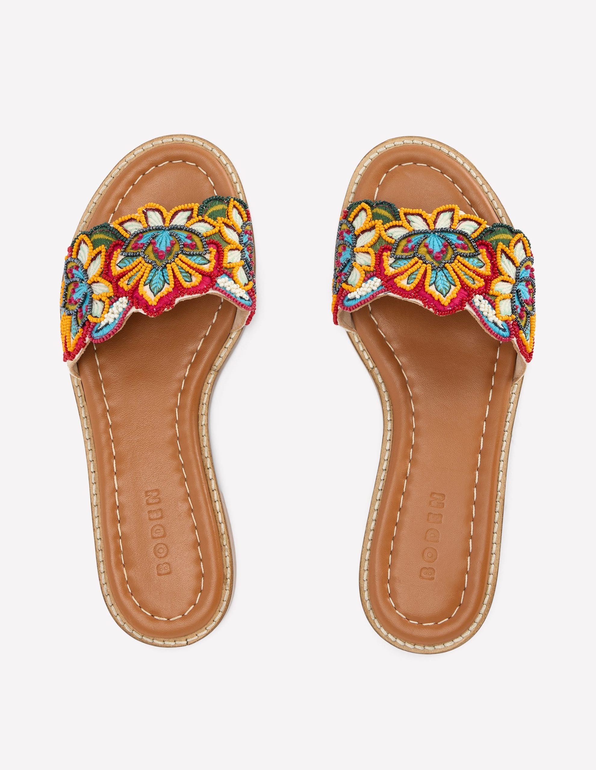 Beaded Flower Flat Sandal-Floral Multi Embroidery - Image 5