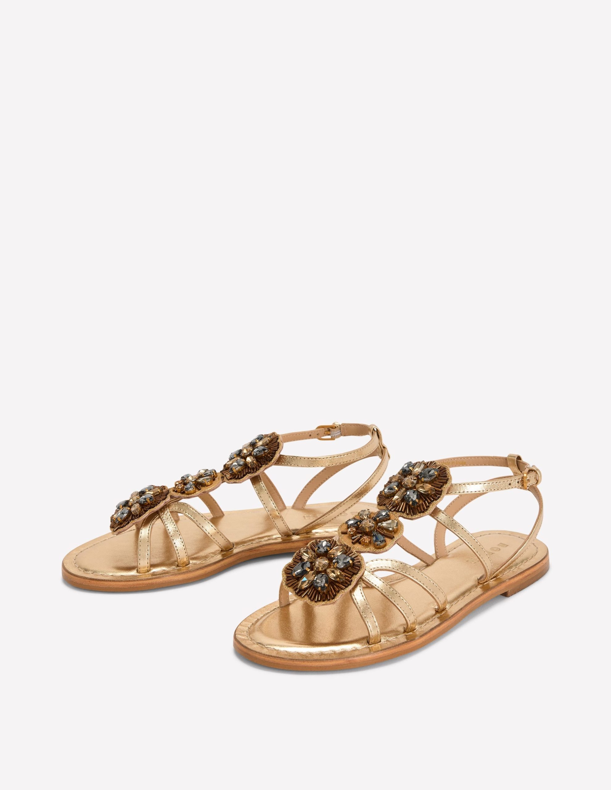 Crystal Flat Sandals-Gold - Image 3