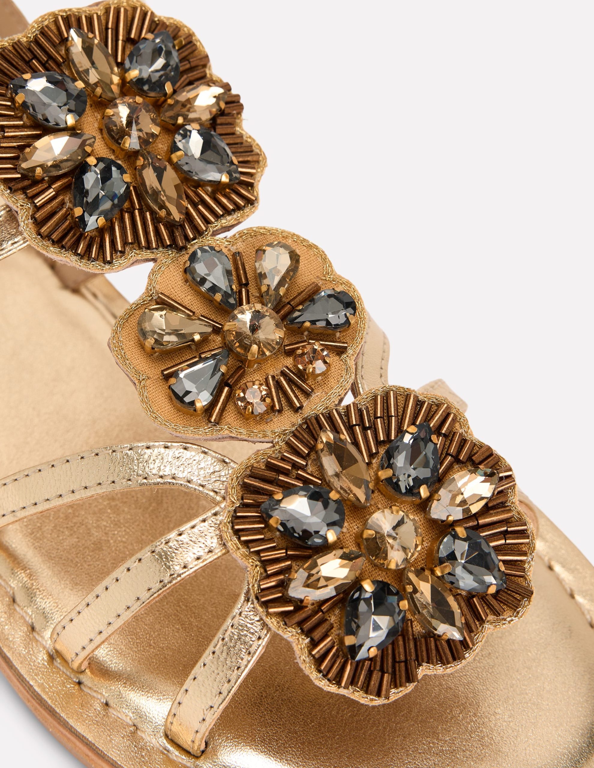 Crystal Flat Sandals-Gold - Image 4