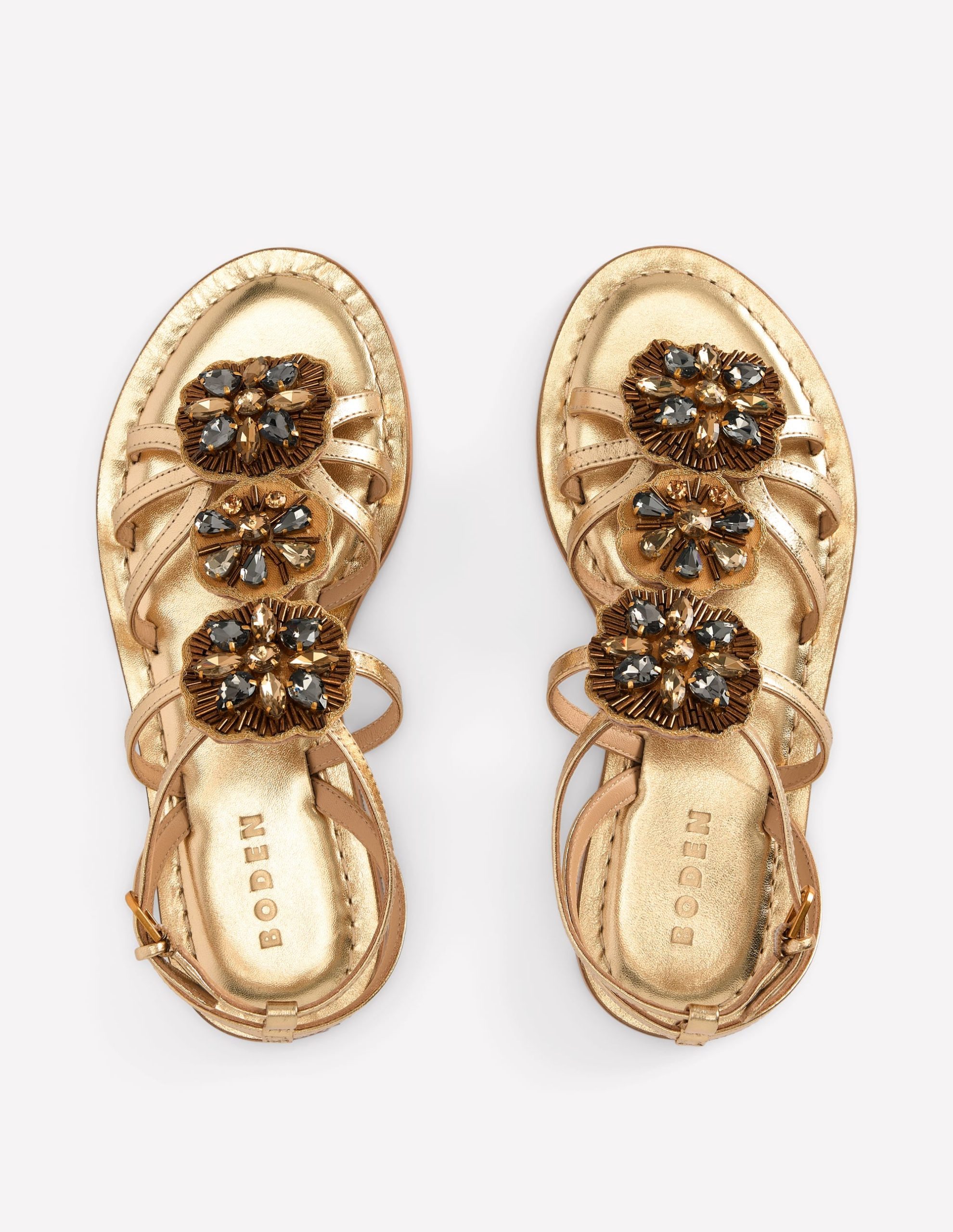 Crystal Flat Sandals-Gold - Image 5