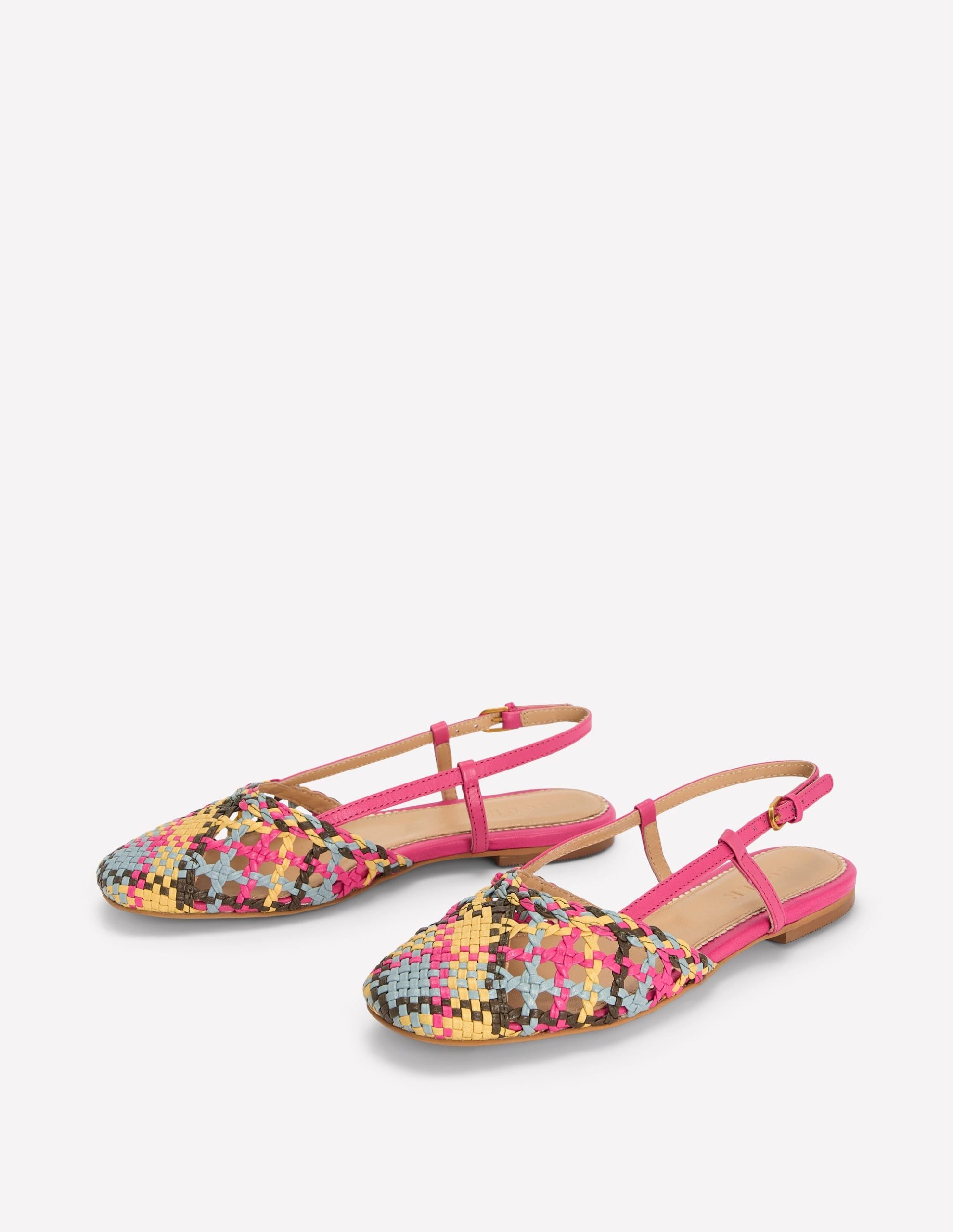 Woven Slingback Flats-Multi Check - Image 3