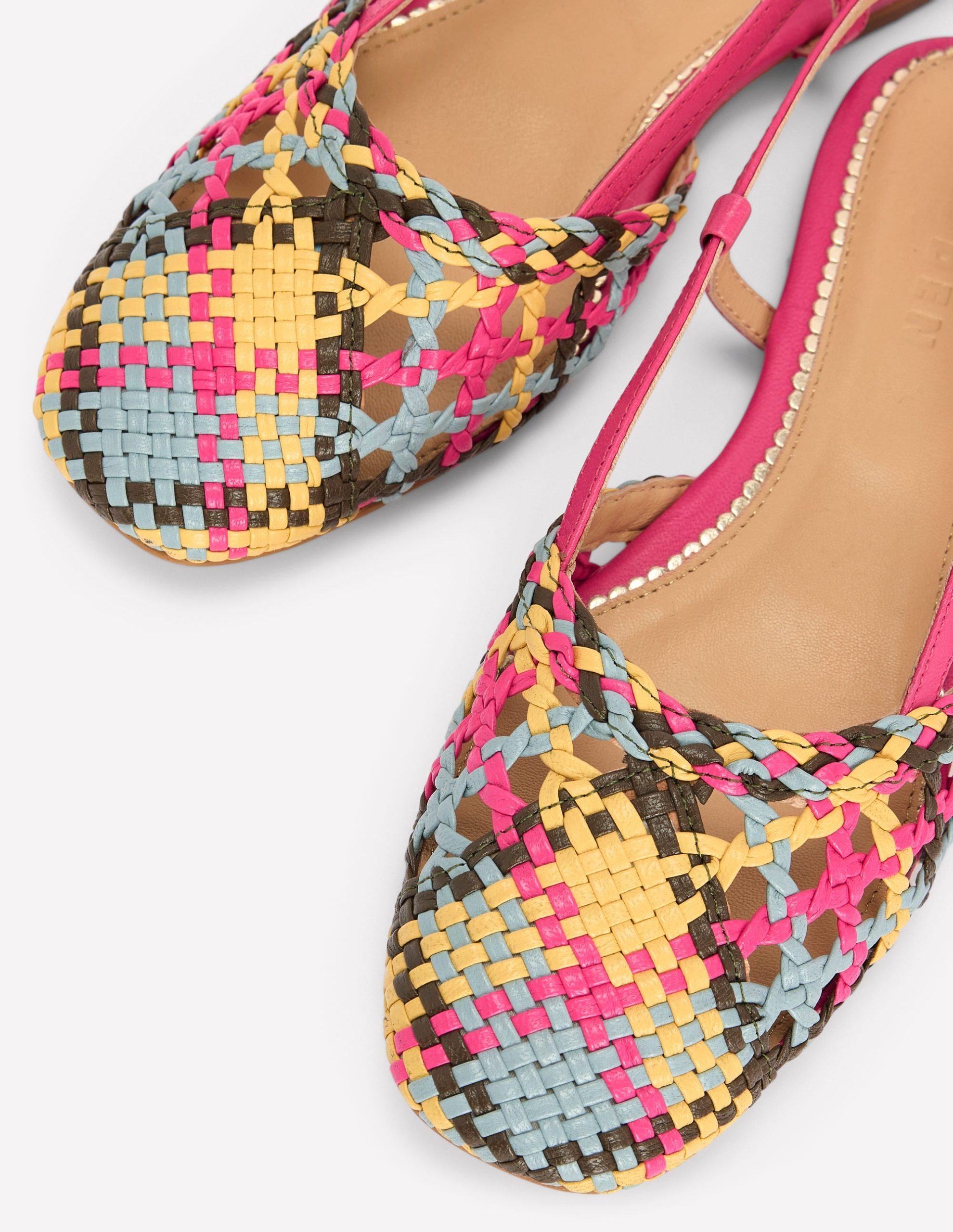 Woven Slingback Flats-Multi Check - Image 4
