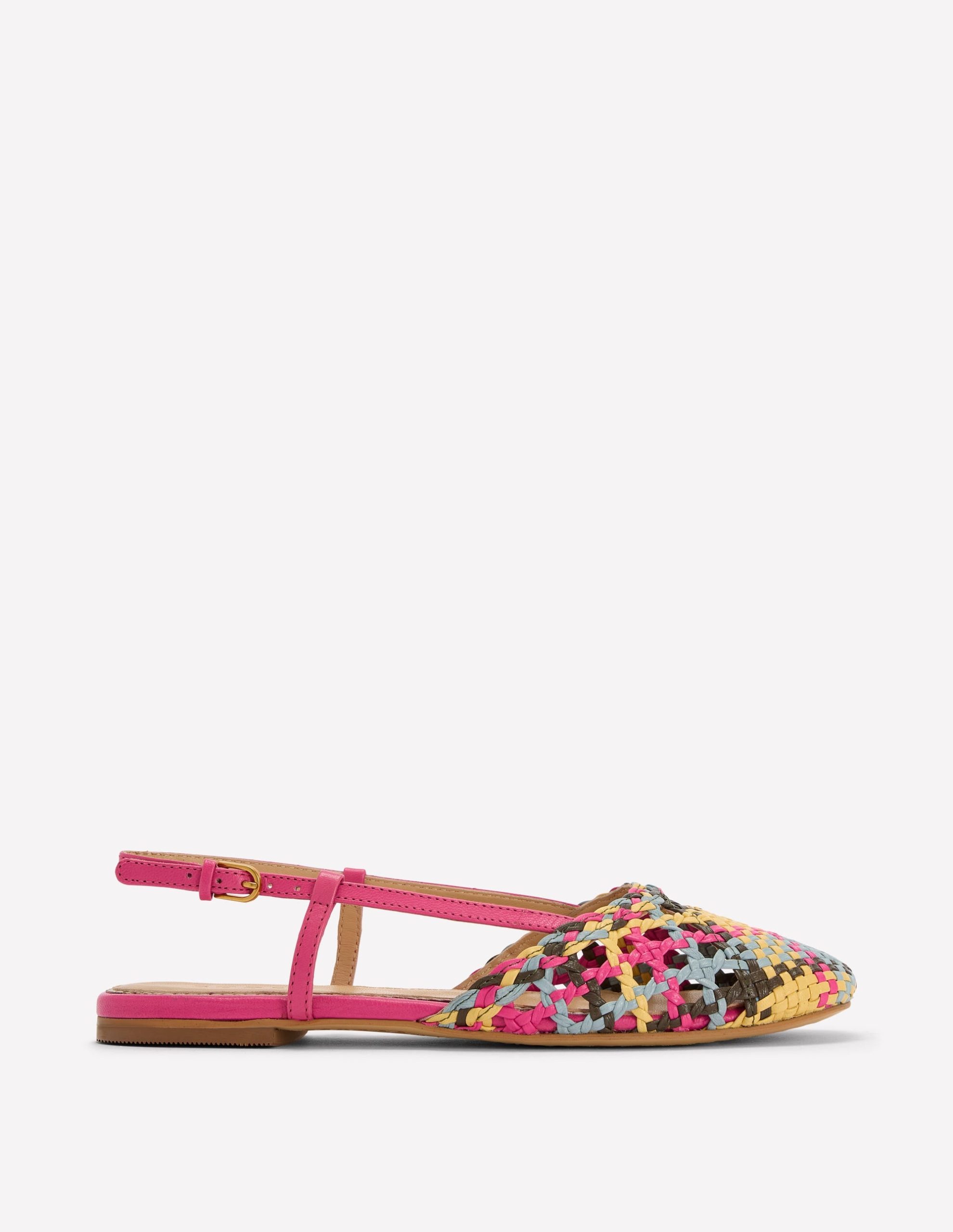 Woven Slingback Flats-Multi Check