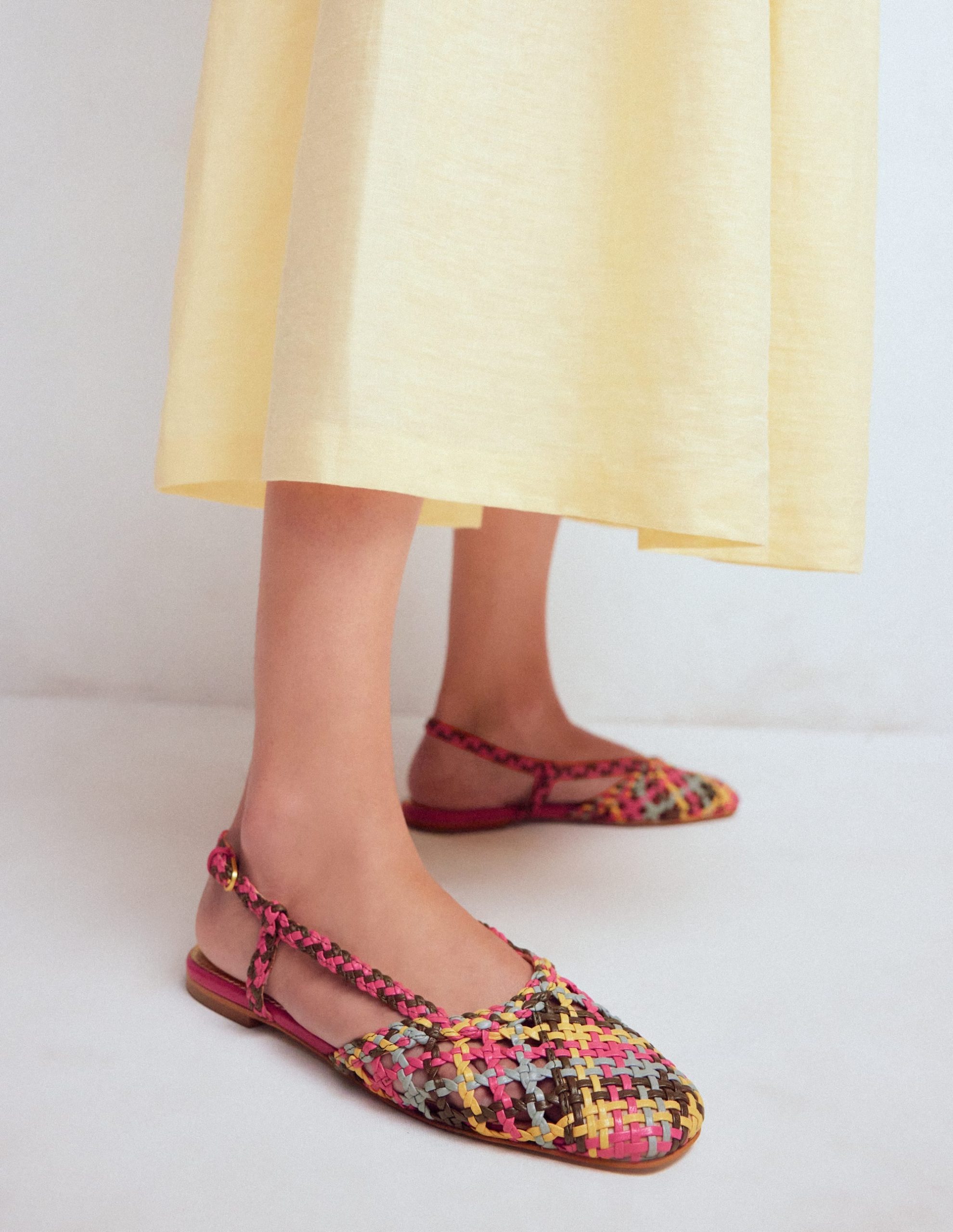 Woven Slingback Flats-Multi Check - Image 2