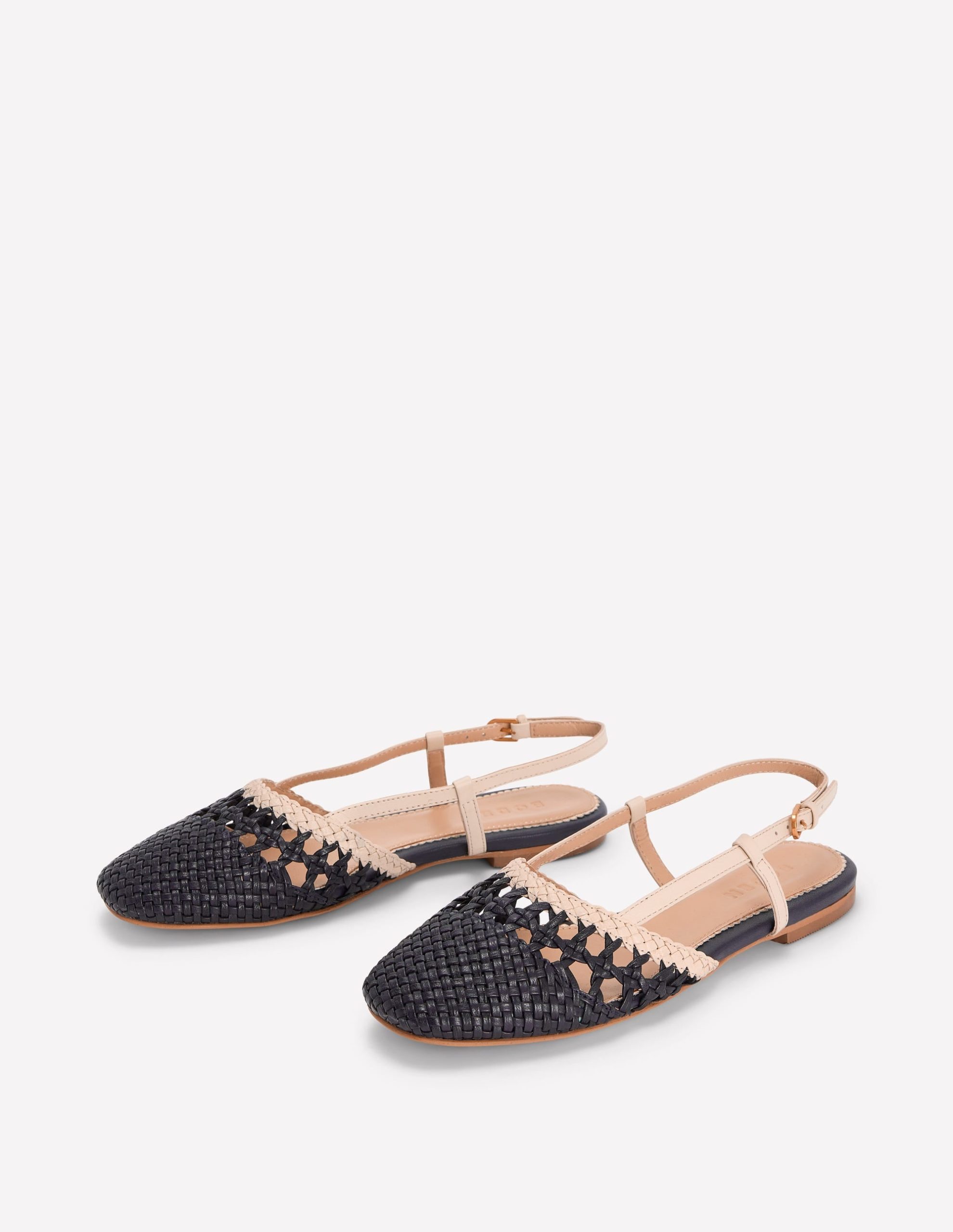 Woven Slingback Flats-Navy/Ivory - Image 3