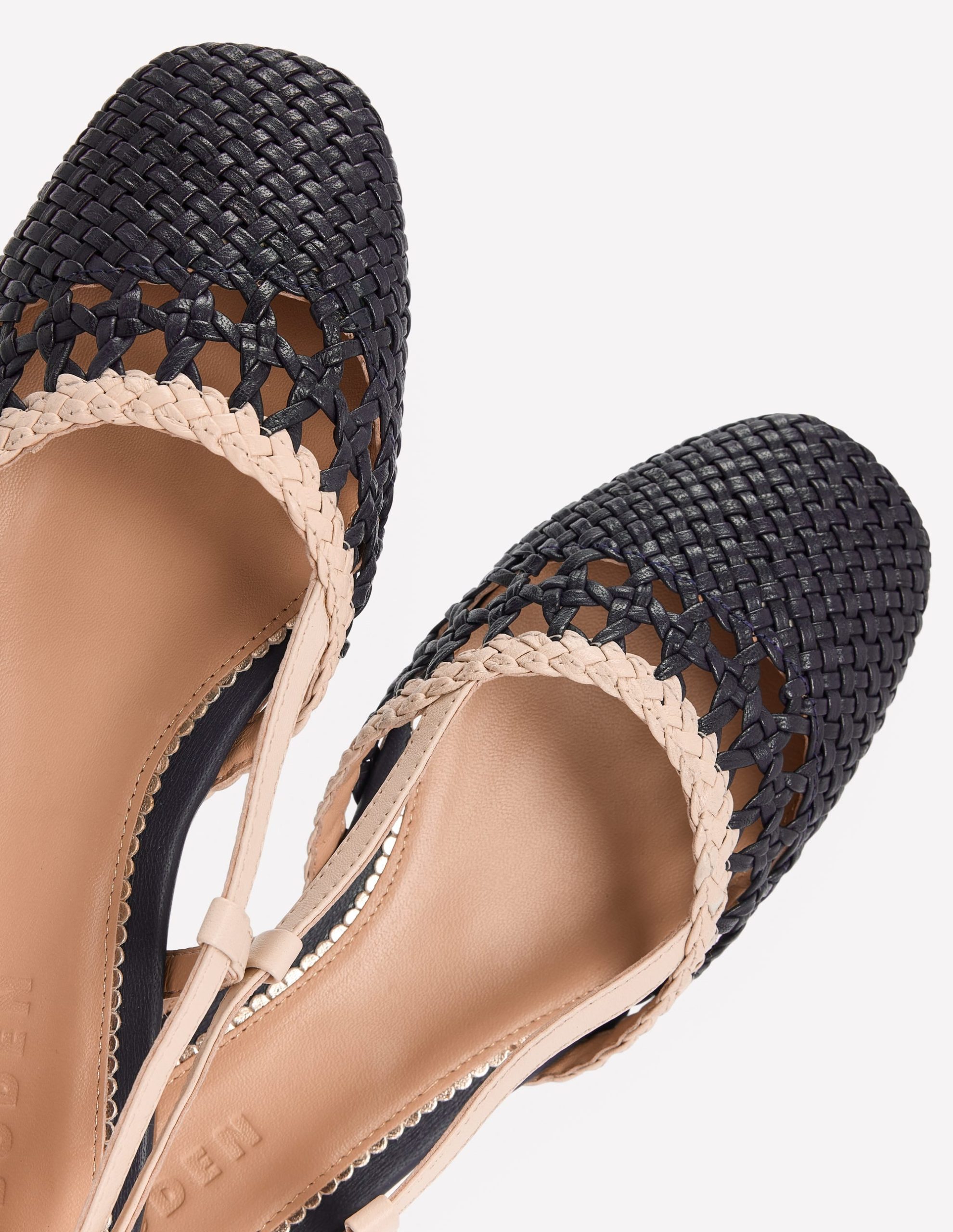 Woven Slingback Flats-Navy/Ivory - Image 4