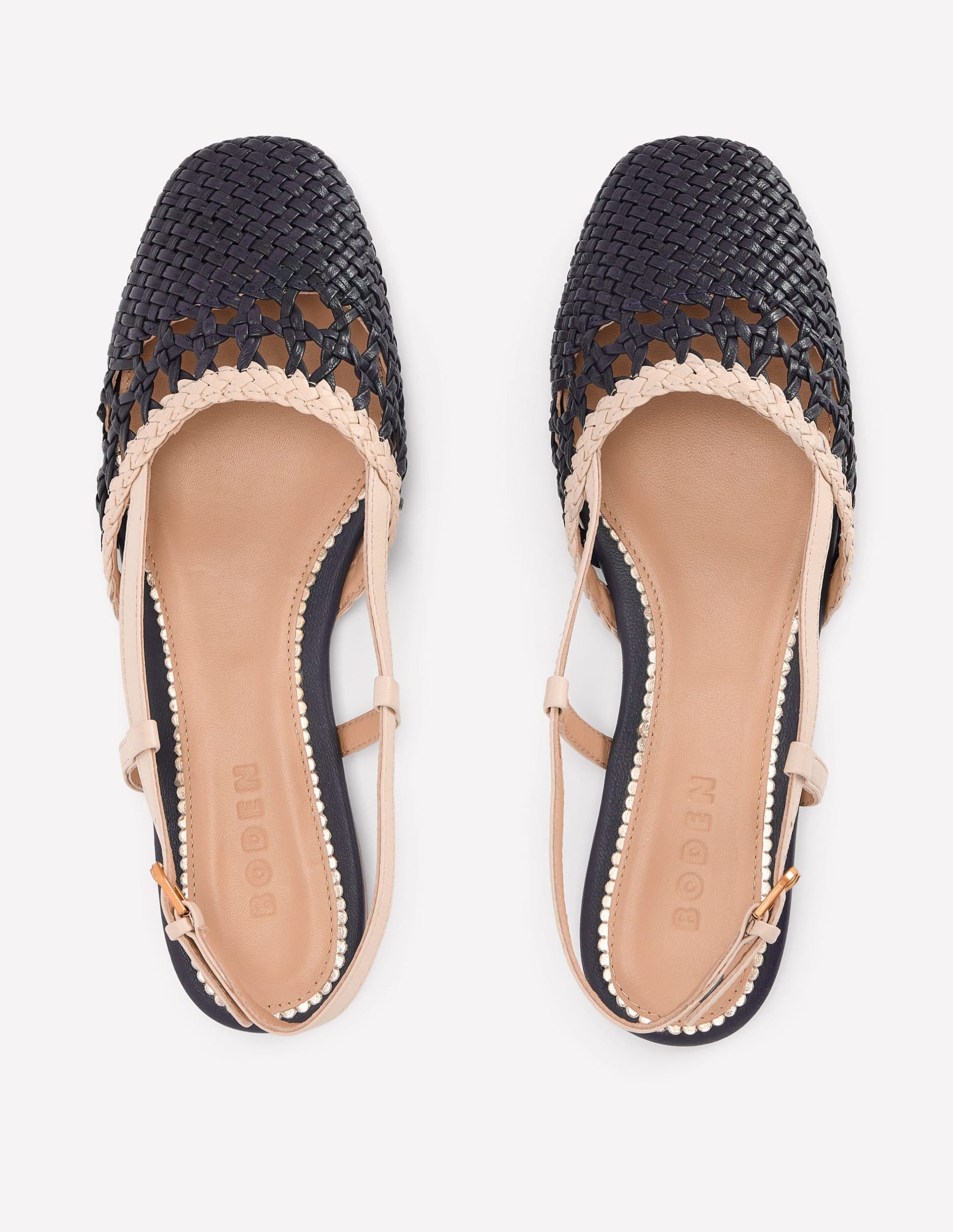 Woven Slingback Flats-Navy/Ivory - Image 5