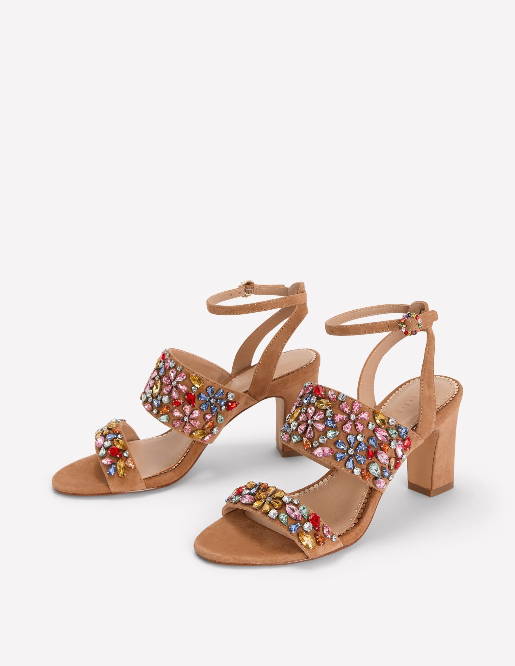 Embellished Block Heel Sandal-Tan Embellished - Image 3