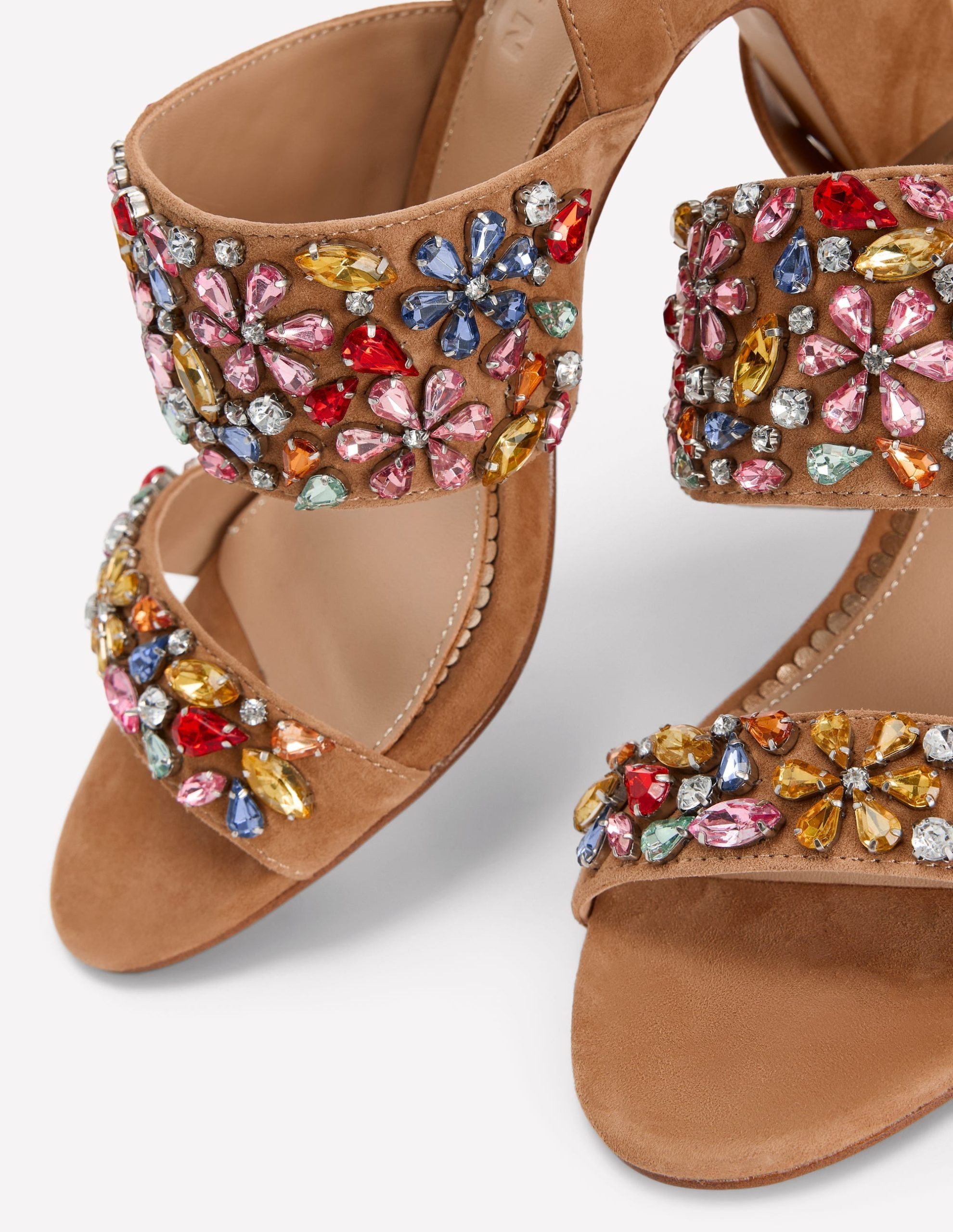 Embellished Block Heel Sandal-Tan Embellished - Image 4
