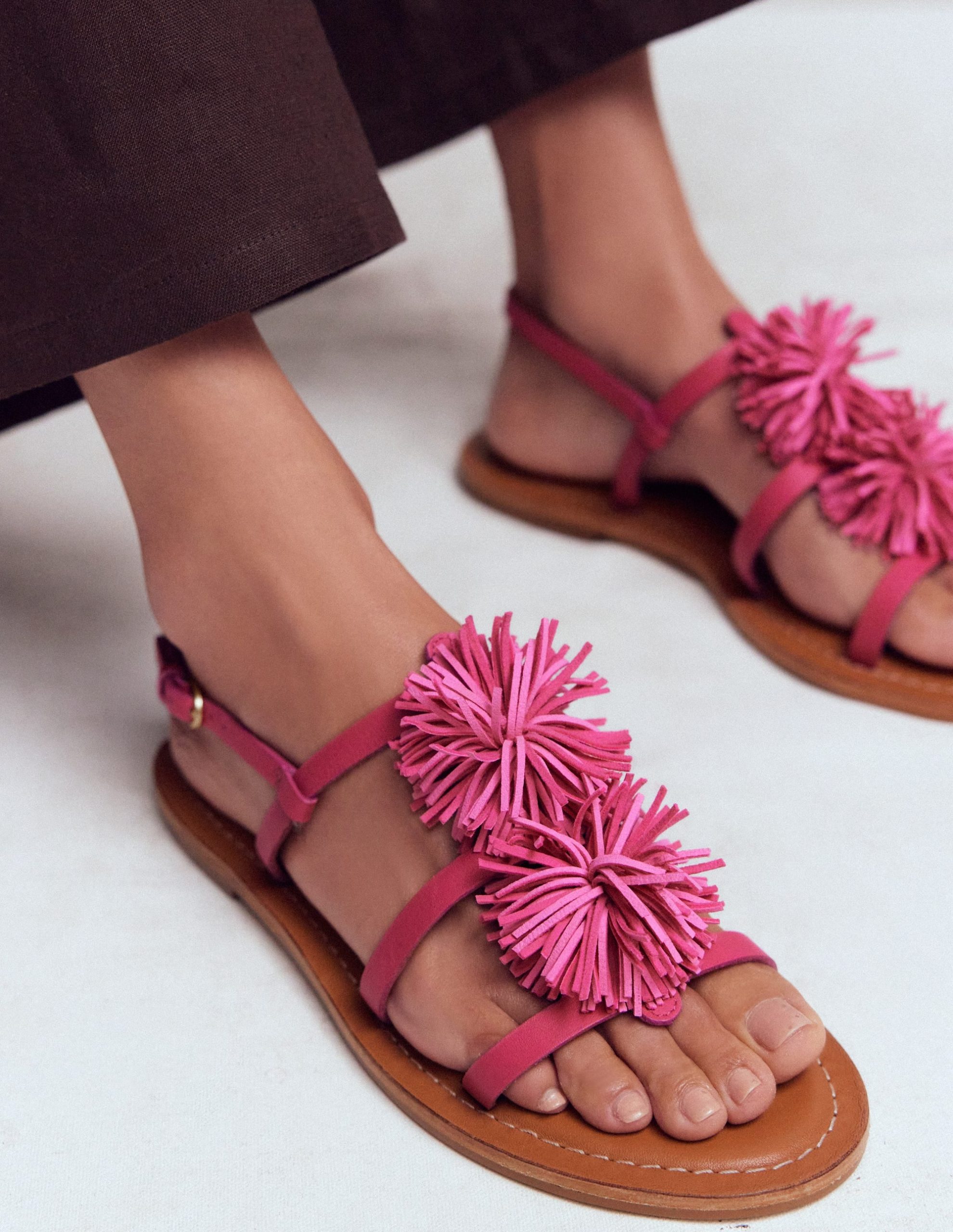 Pom Pom Flat Sandals-Pink - Image 2