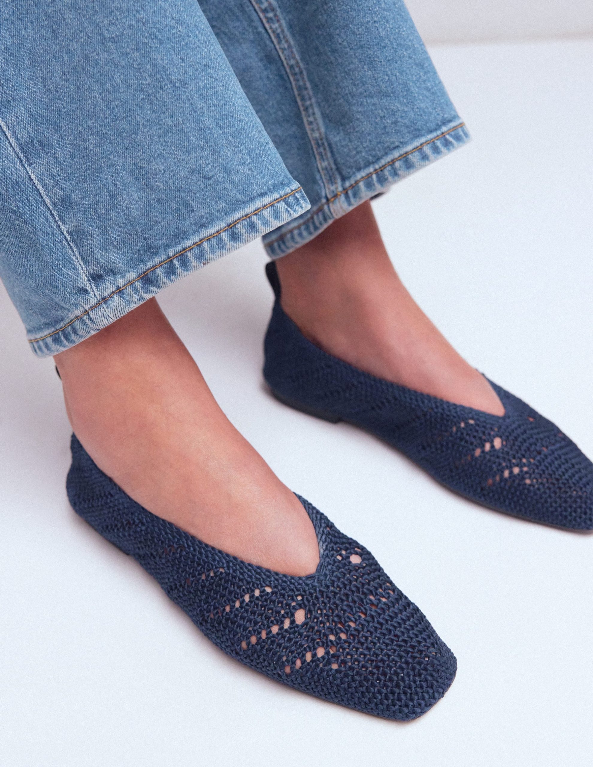 Knitted Ballet Flats-Navy - Image 2