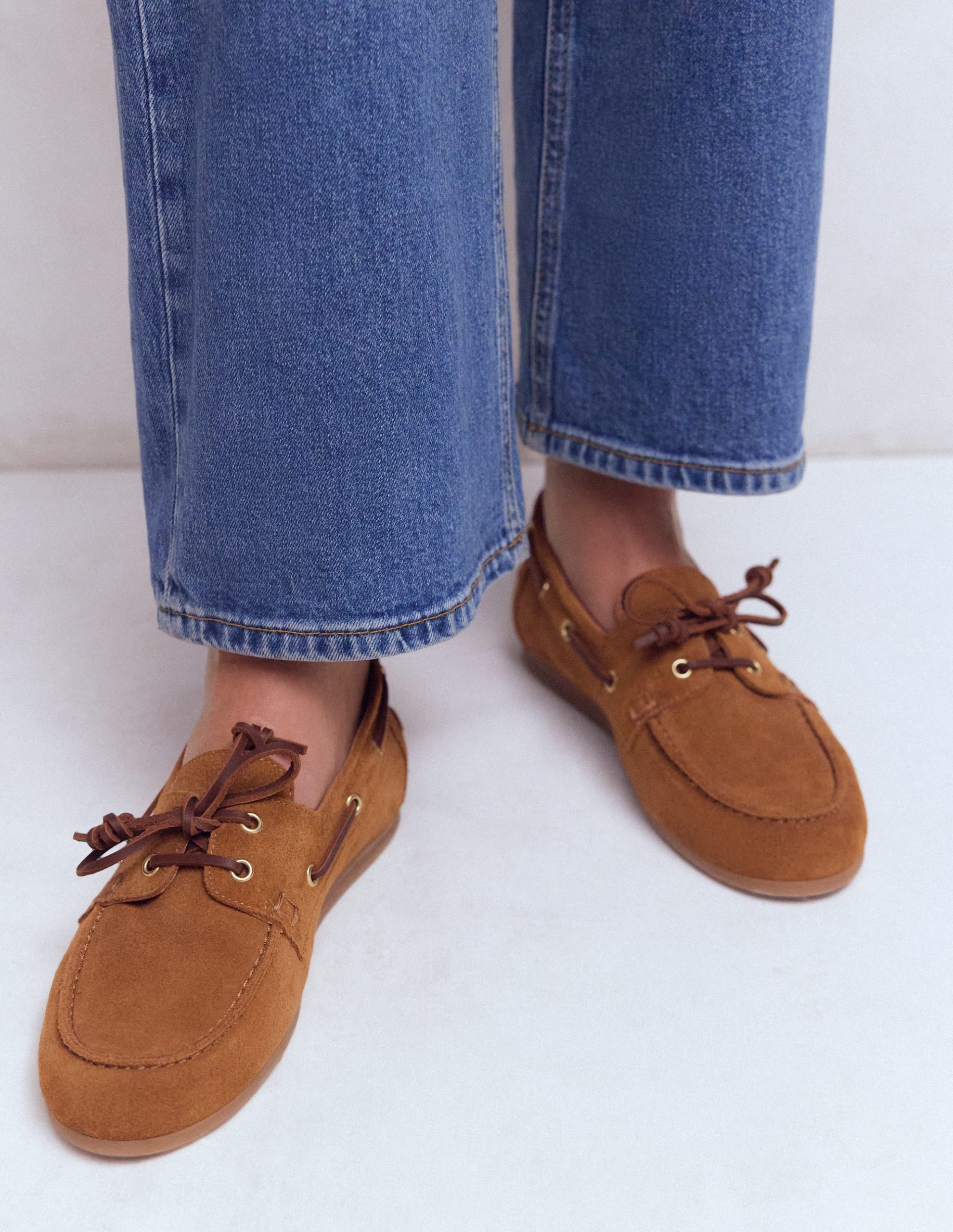 Lace-Up Boat Shoes-Tan - Image 2