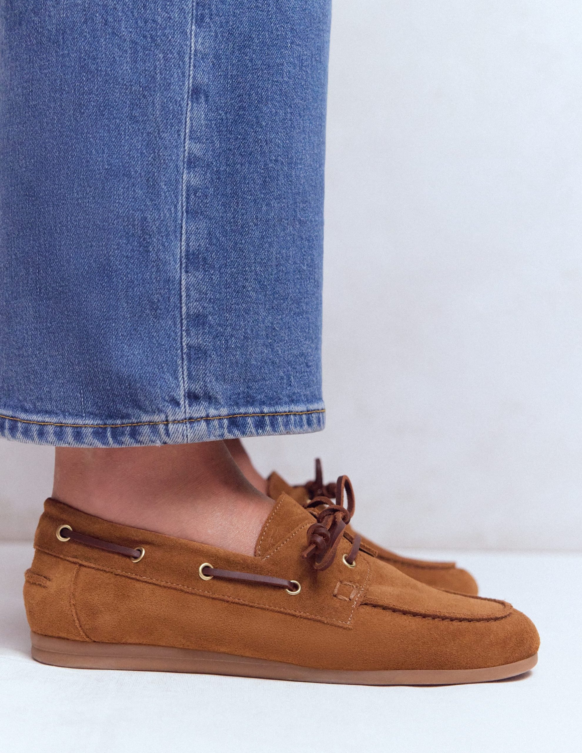 Lace-Up Boat Shoes-Tan - Image 3