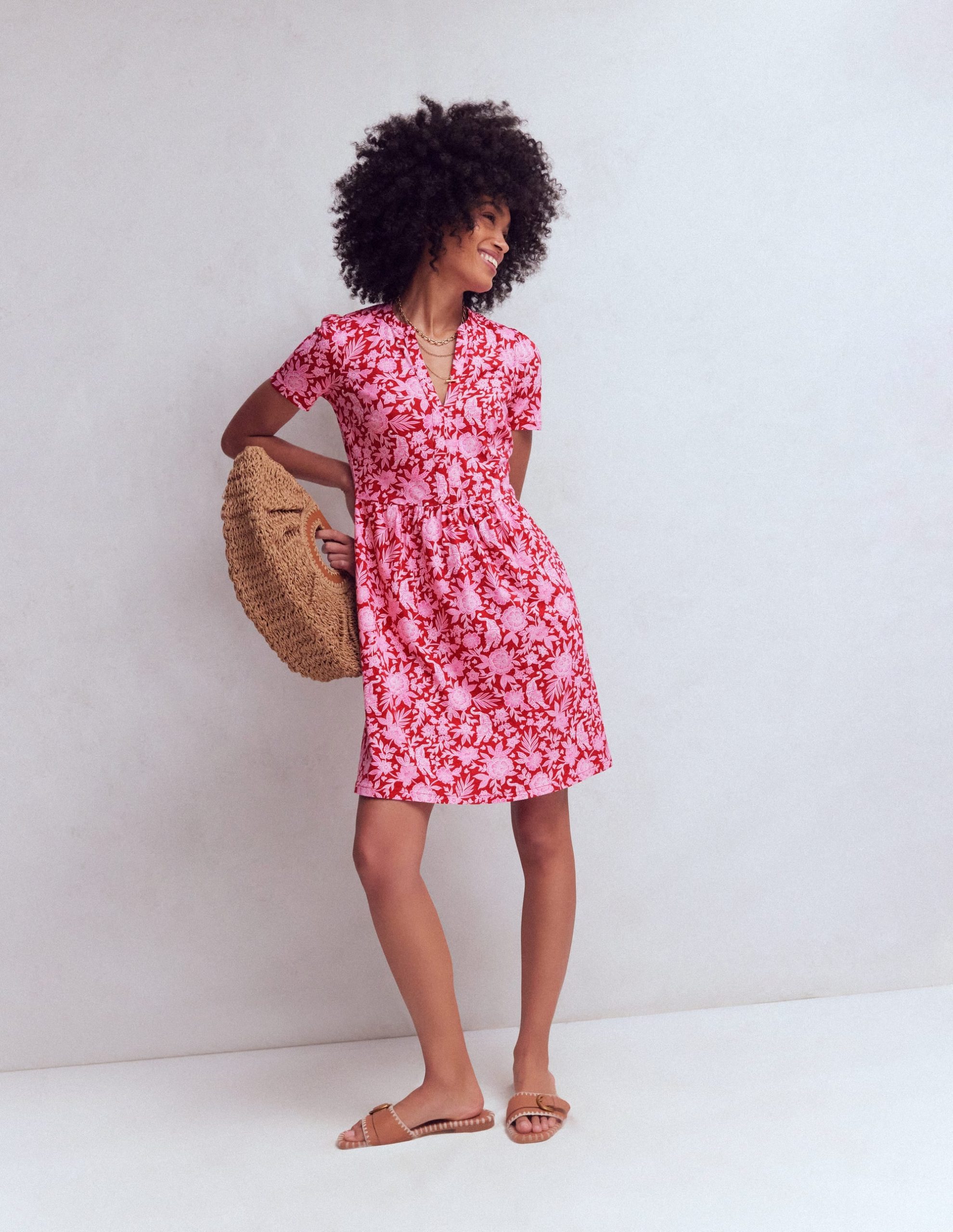 Naomi Short Sleeve Dress-Pomegranate. Tigers Paradise