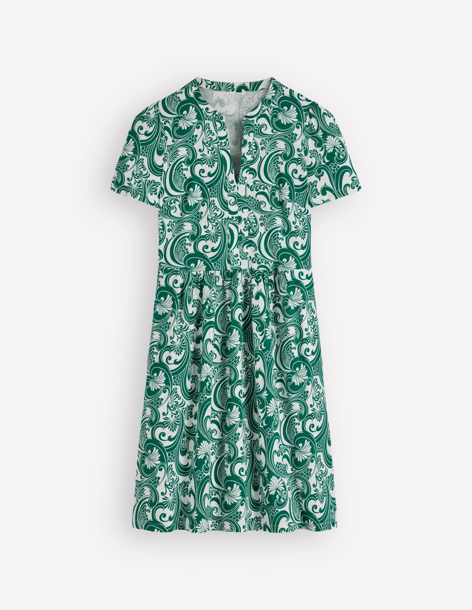 Naomi Short Sleeve Dress-Jewel Green. Foliage Whirl - Image 8