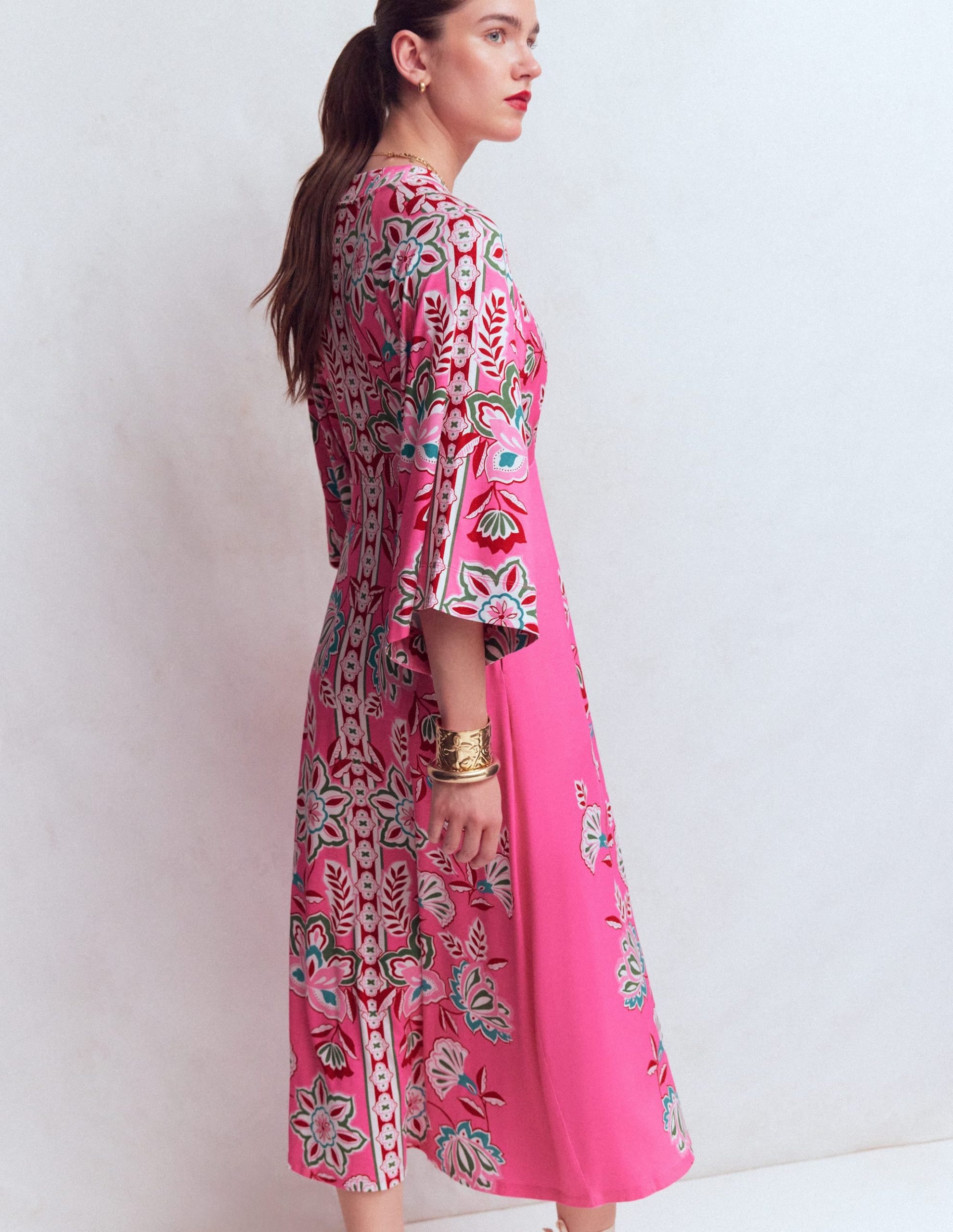 Nell Kimono Midi Jersey Dress-Pink. Blossom Elegance - Image 5