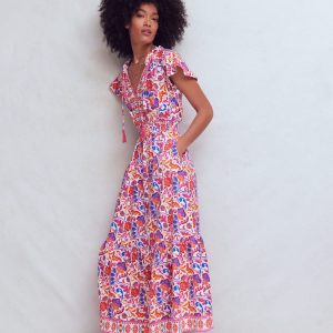 Tala Tiered Jersey Maxi Dress-Pink. Flourishing Meadow