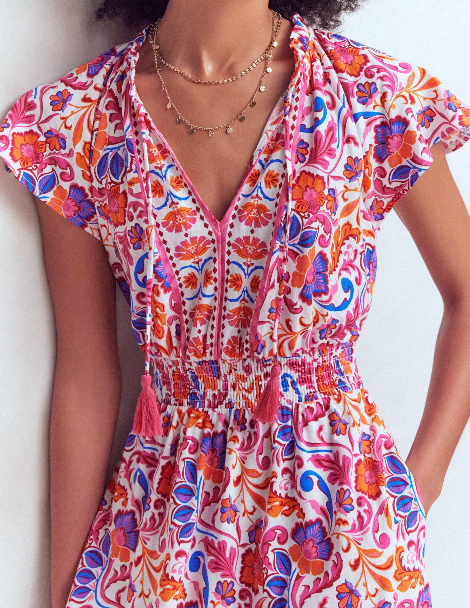 Tala Tiered Jersey Maxi Dress-Pink. Flourishing Meadow - Image 2