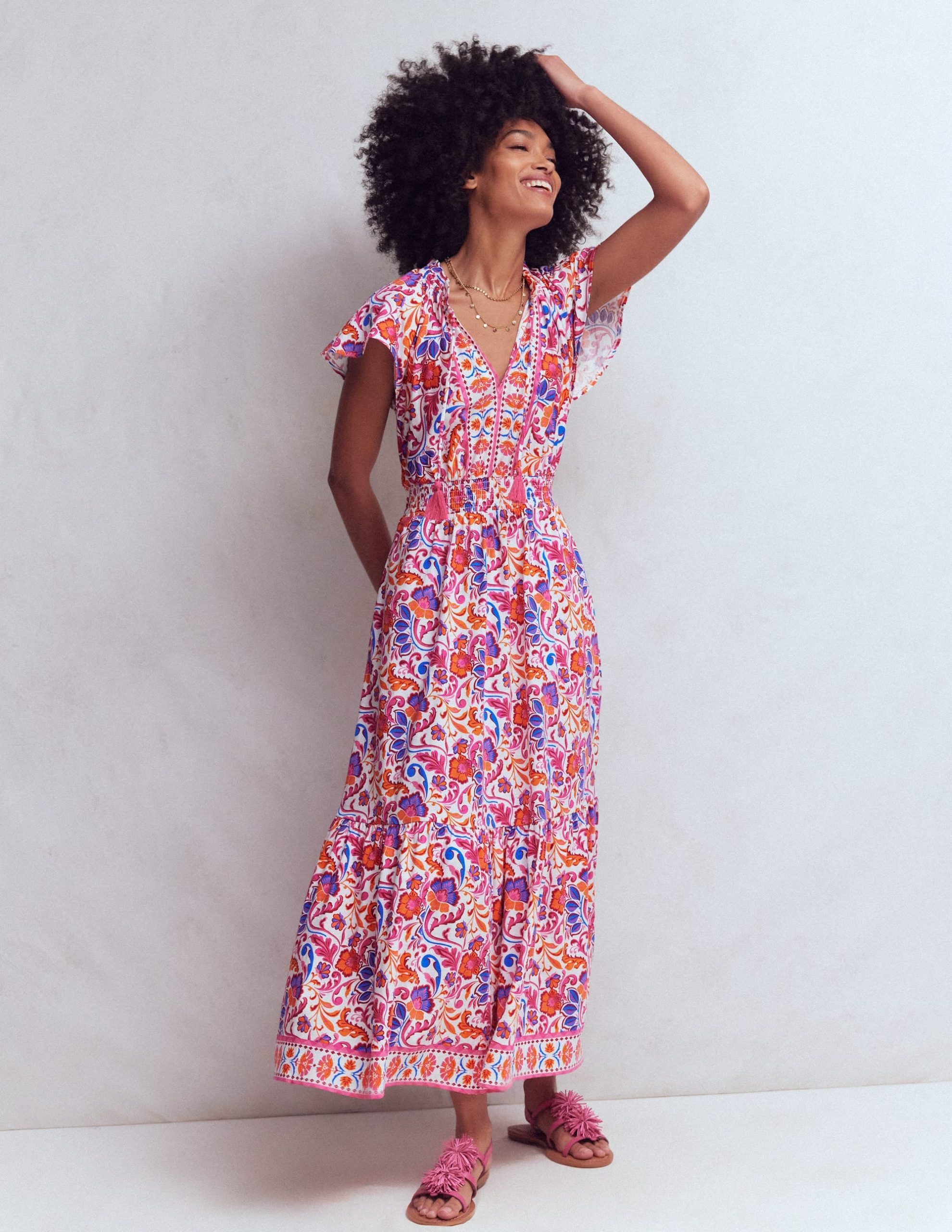 Tala Tiered Jersey Maxi Dress-Pink. Flourishing Meadow - Image 4