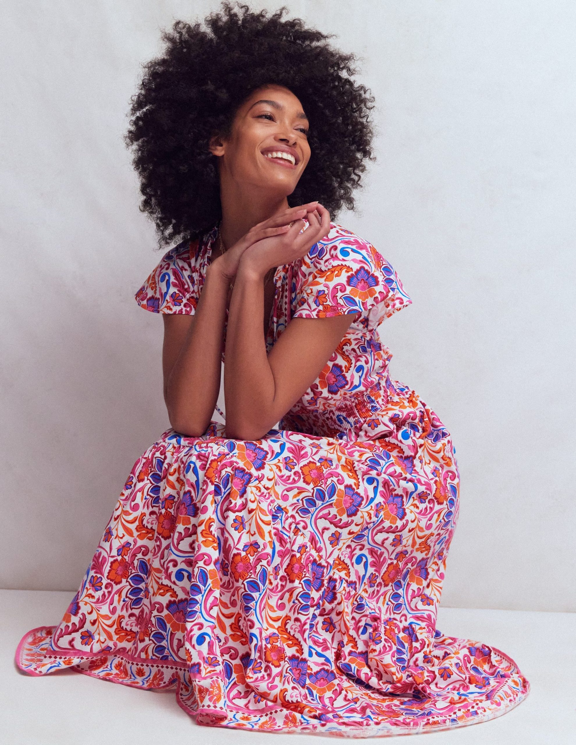 Tala Tiered Jersey Maxi Dress-Pink. Flourishing Meadow - Image 5