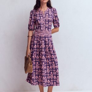 Amber Pleat Jersey Midi Dress-Calla Lilly. Blossom Grove