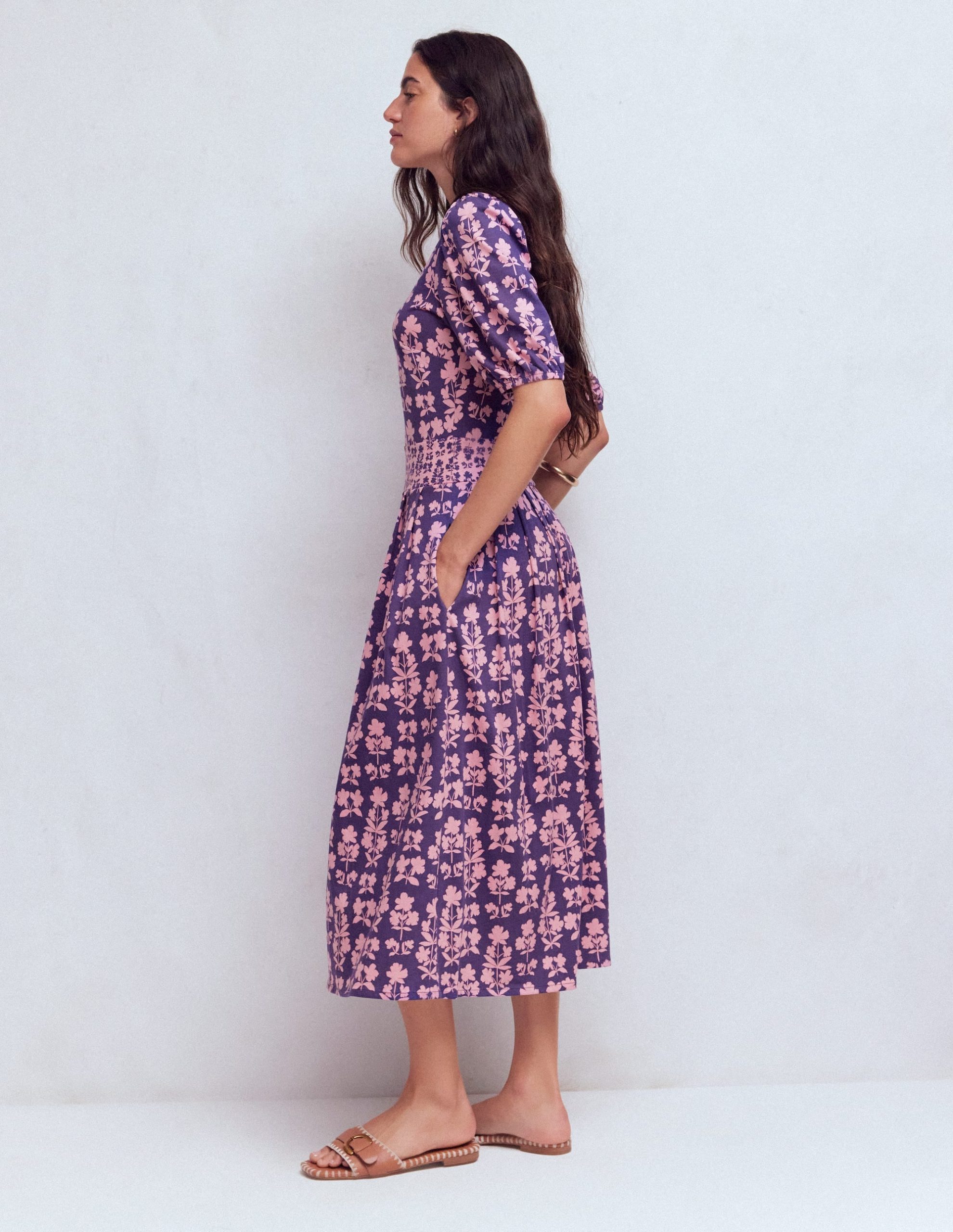 Amber Pleat Jersey Midi Dress-Calla Lilly. Blossom Grove - Image 3