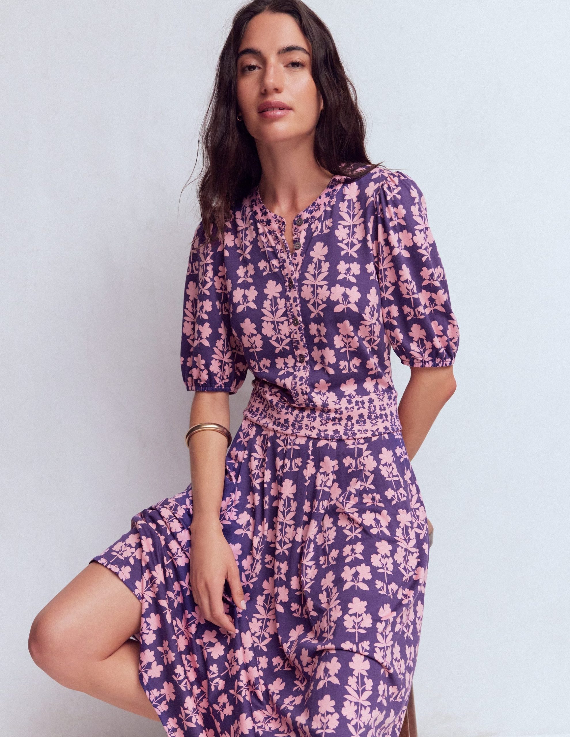 Amber Pleat Jersey Midi Dress-Calla Lilly. Blossom Grove - Image 4
