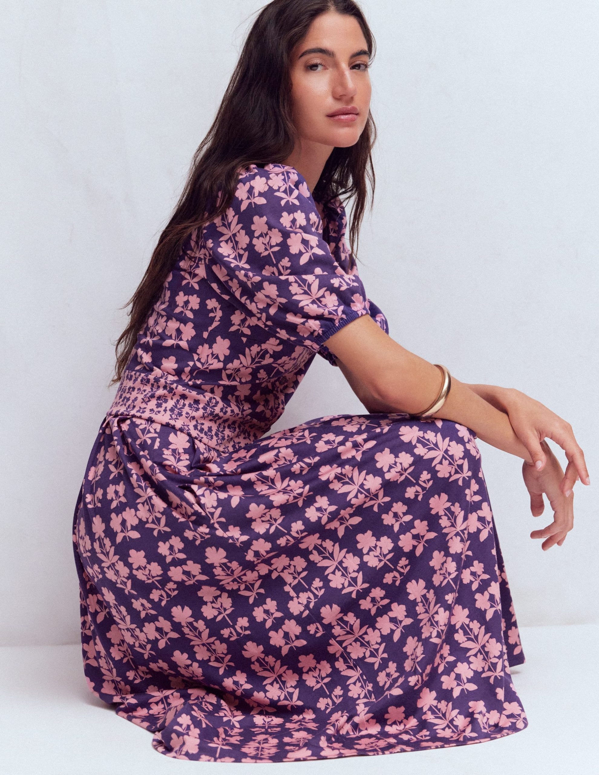 Amber Pleat Jersey Midi Dress-Calla Lilly. Blossom Grove - Image 5